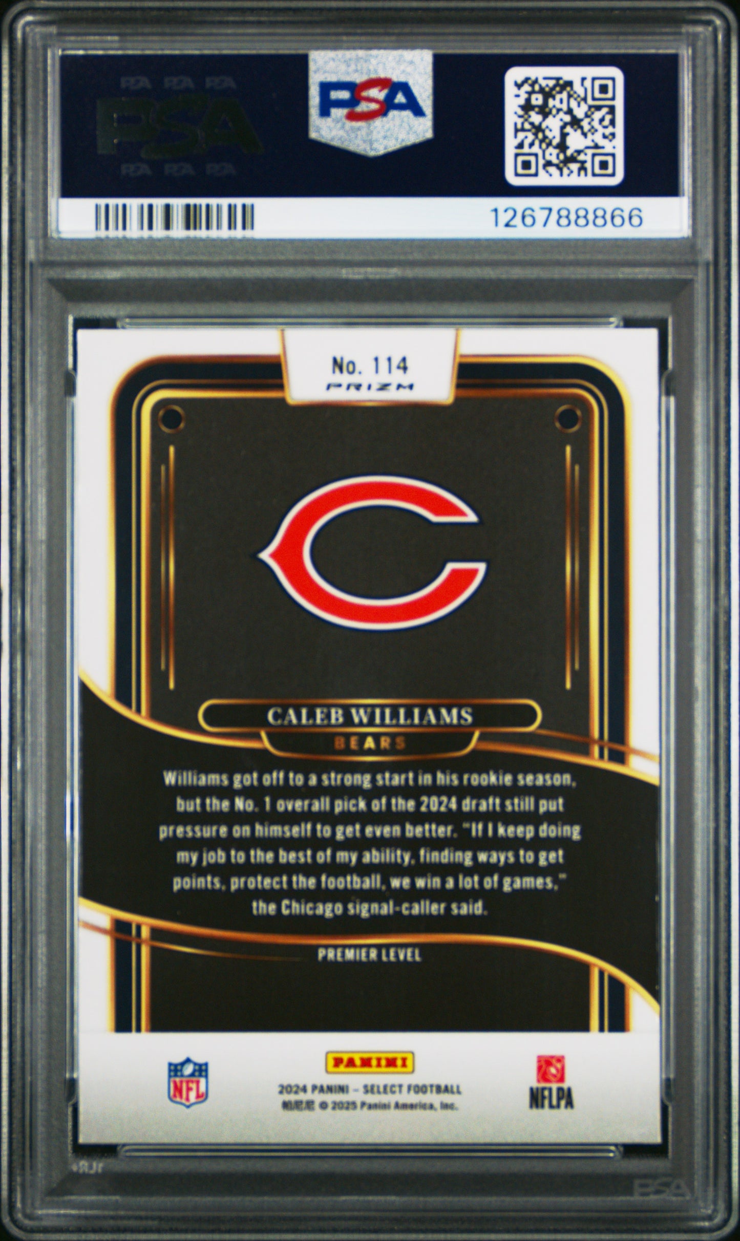 2024 Panini Select Caleb Williams #114 Silver Prizm PSA 9 Chicago Bears