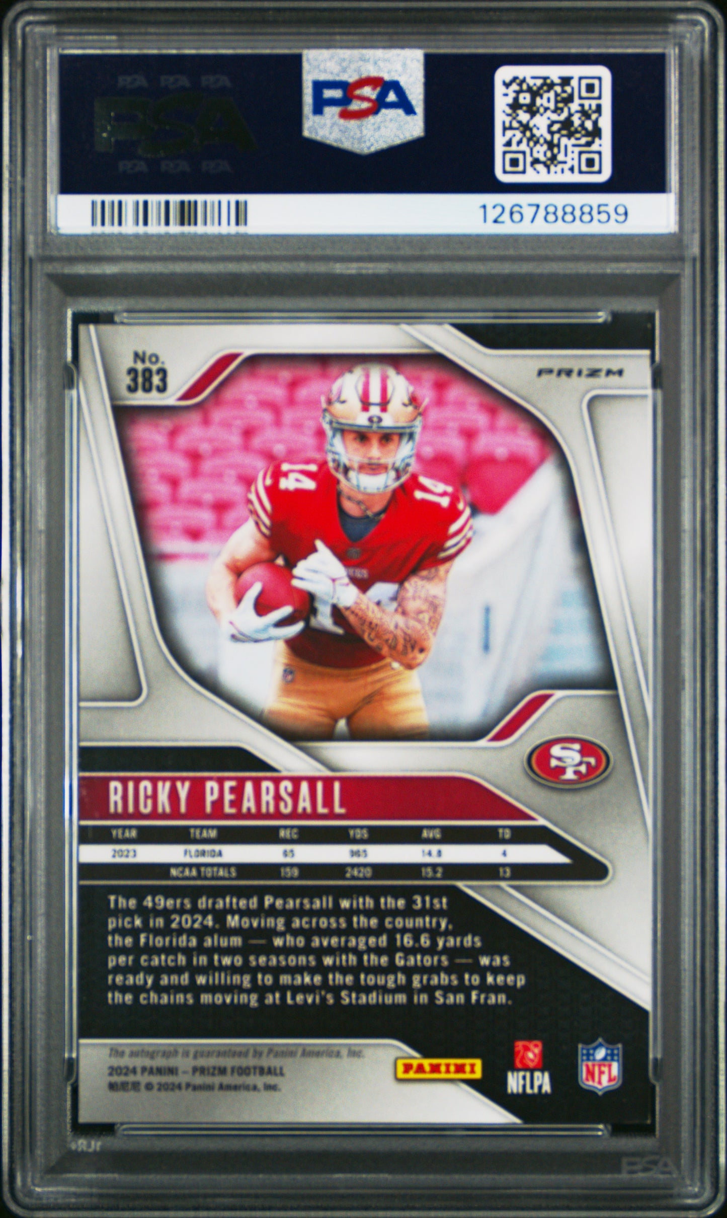 2024 Panini Prizm Ricky Pearsall #383 Autograph PSA 9 San Francisco 49ers