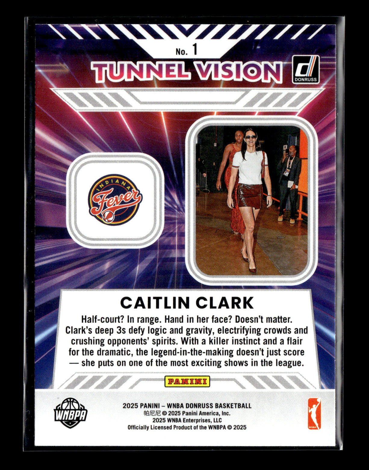 2025 Donruss WNBA Caitlin Clark #1 Tunnel Vision Indiana Fever