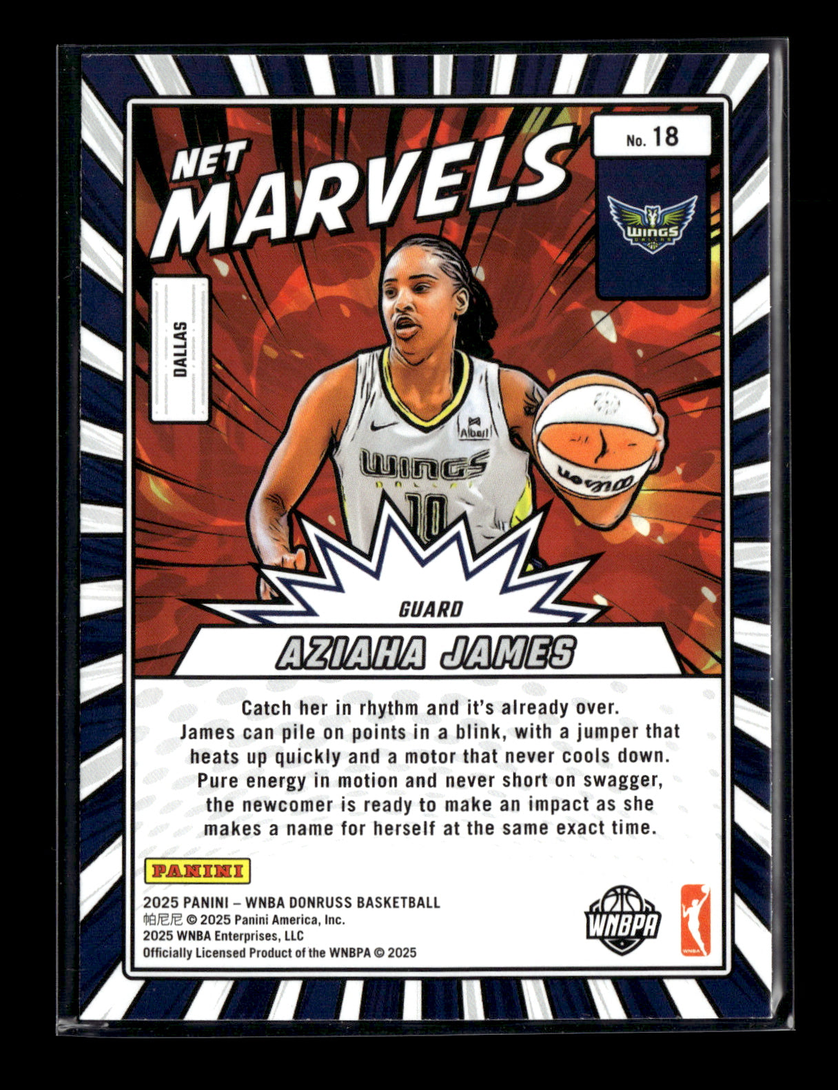 2025 Donruss WNBA Aziaha James #18 Net Marvels Dallas Wings