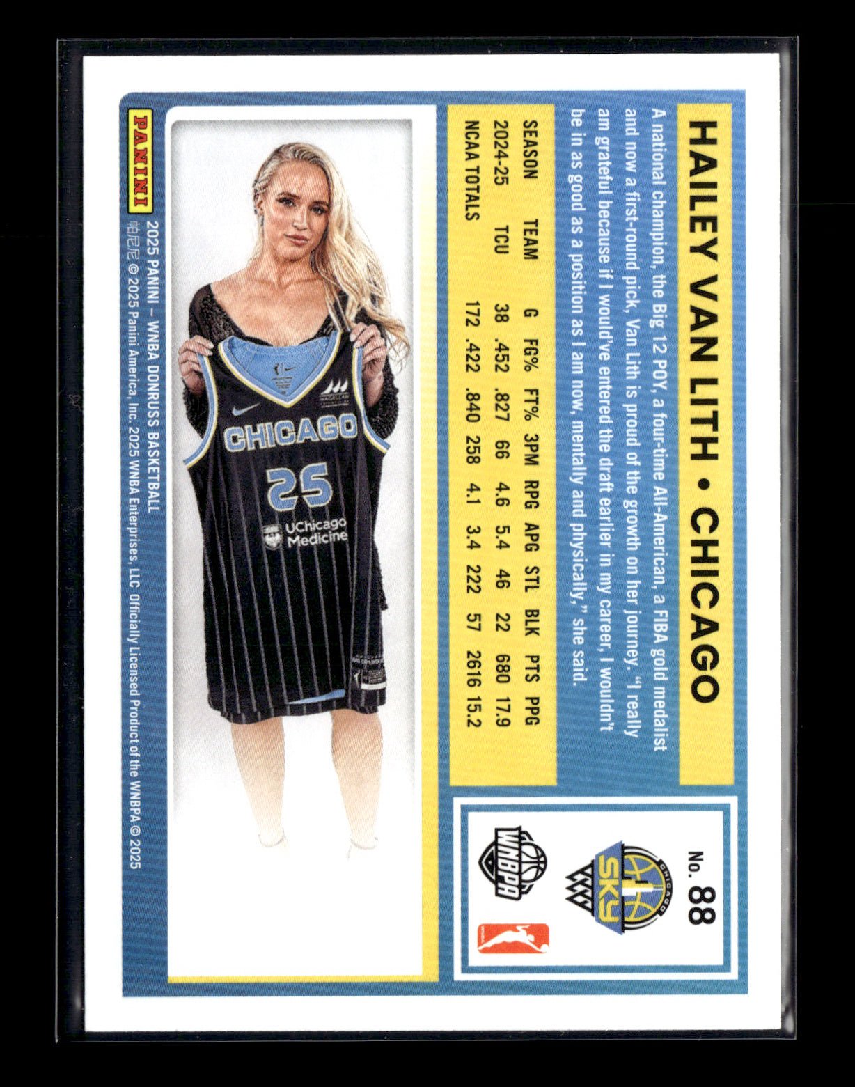 2025 Donruss WNBA Hailey Van Lith #88 Chicago Sky