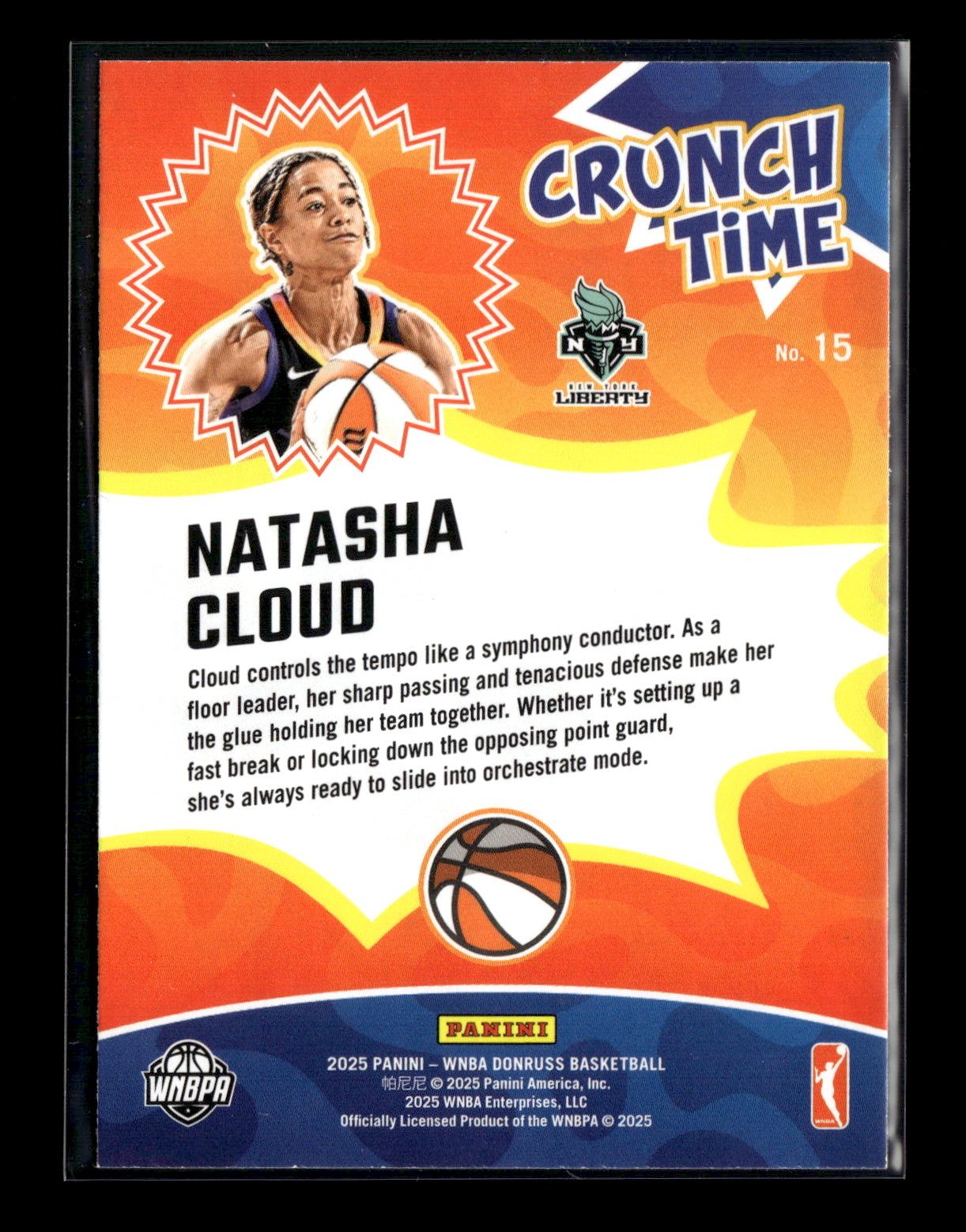 2025 Donruss WNBA Natasha Cloud #15 Crunch Time New York Liberty