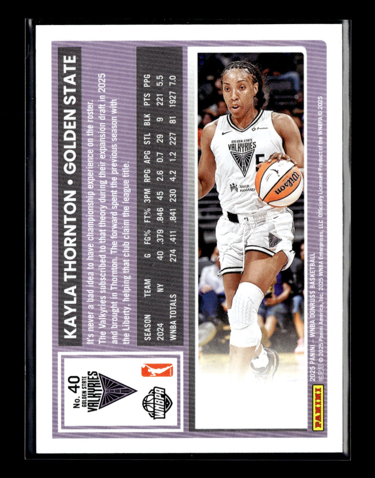 2025 Donruss WNBA Kayla Thornton #40 Golden State Valkyries