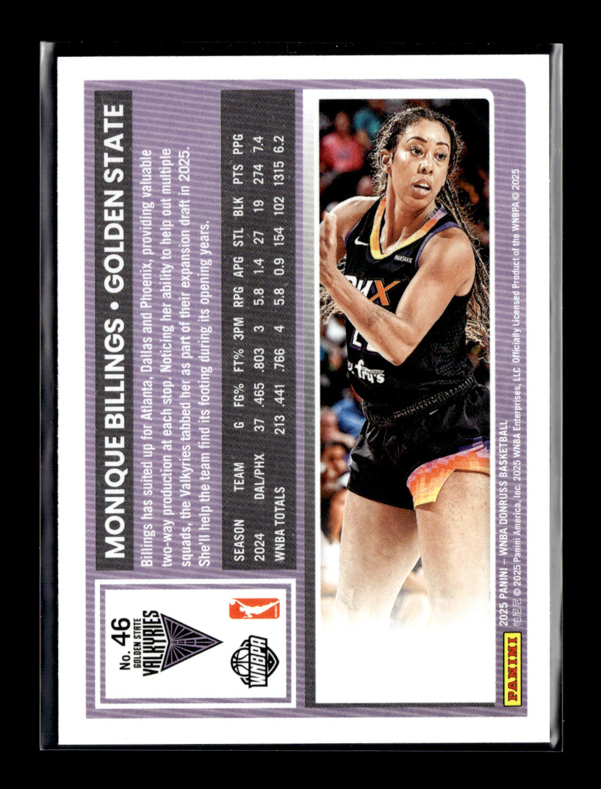2025 Donruss WNBA Monique Billings #46 Golden State Valkyries
