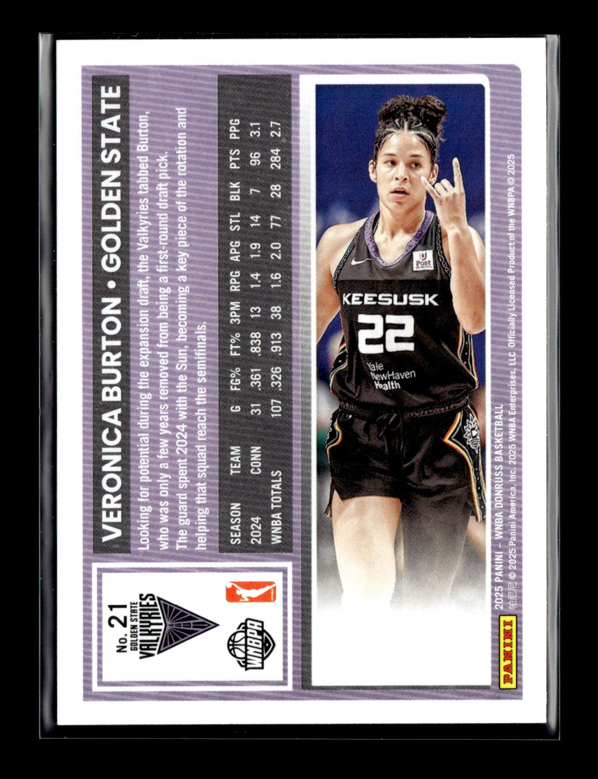 2025 Donruss WNBA Veronica Burton #21 Holo Golden State Valkyries