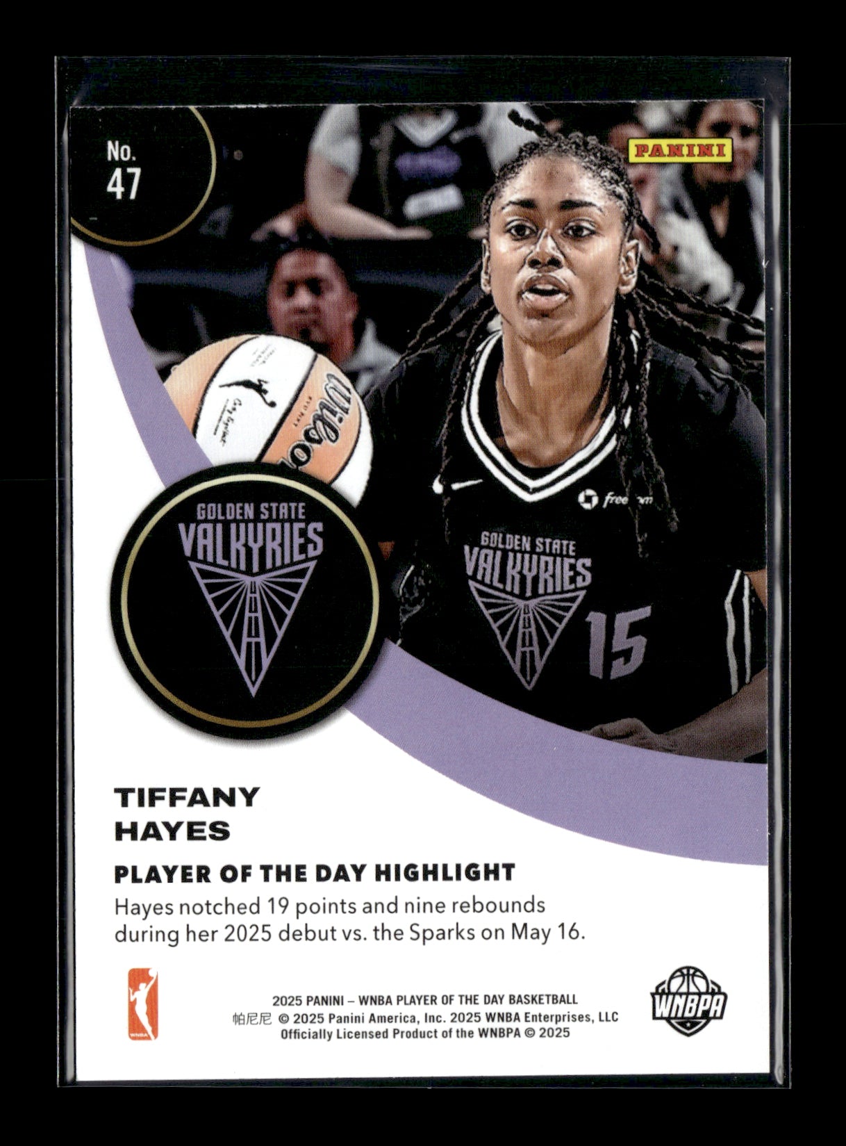 2025 Panini WNBA Player of the Day Tiffany Hayes #47 Golden State Valkyries
