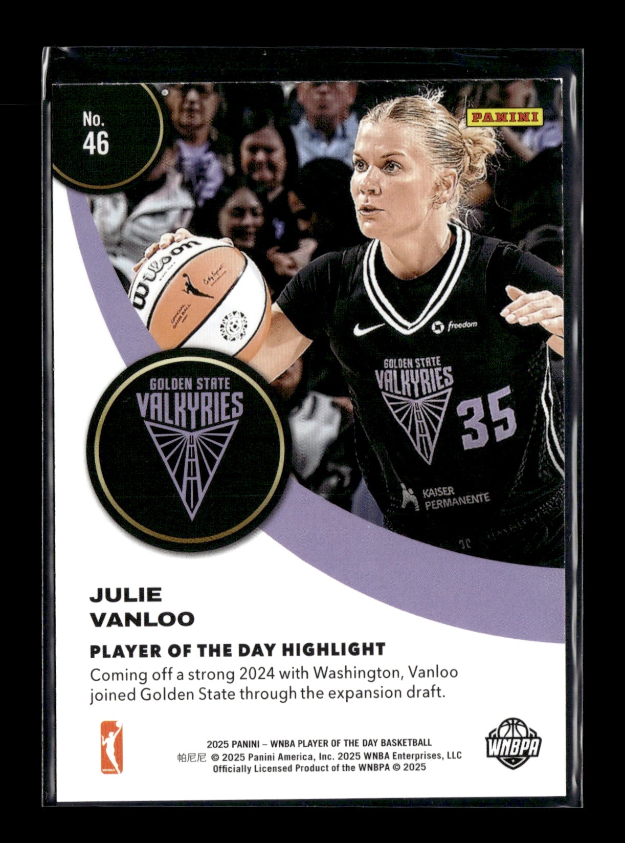 2025 Panini WNBA Player of the Day Julie Vanloo #46 Golden State Valkyries