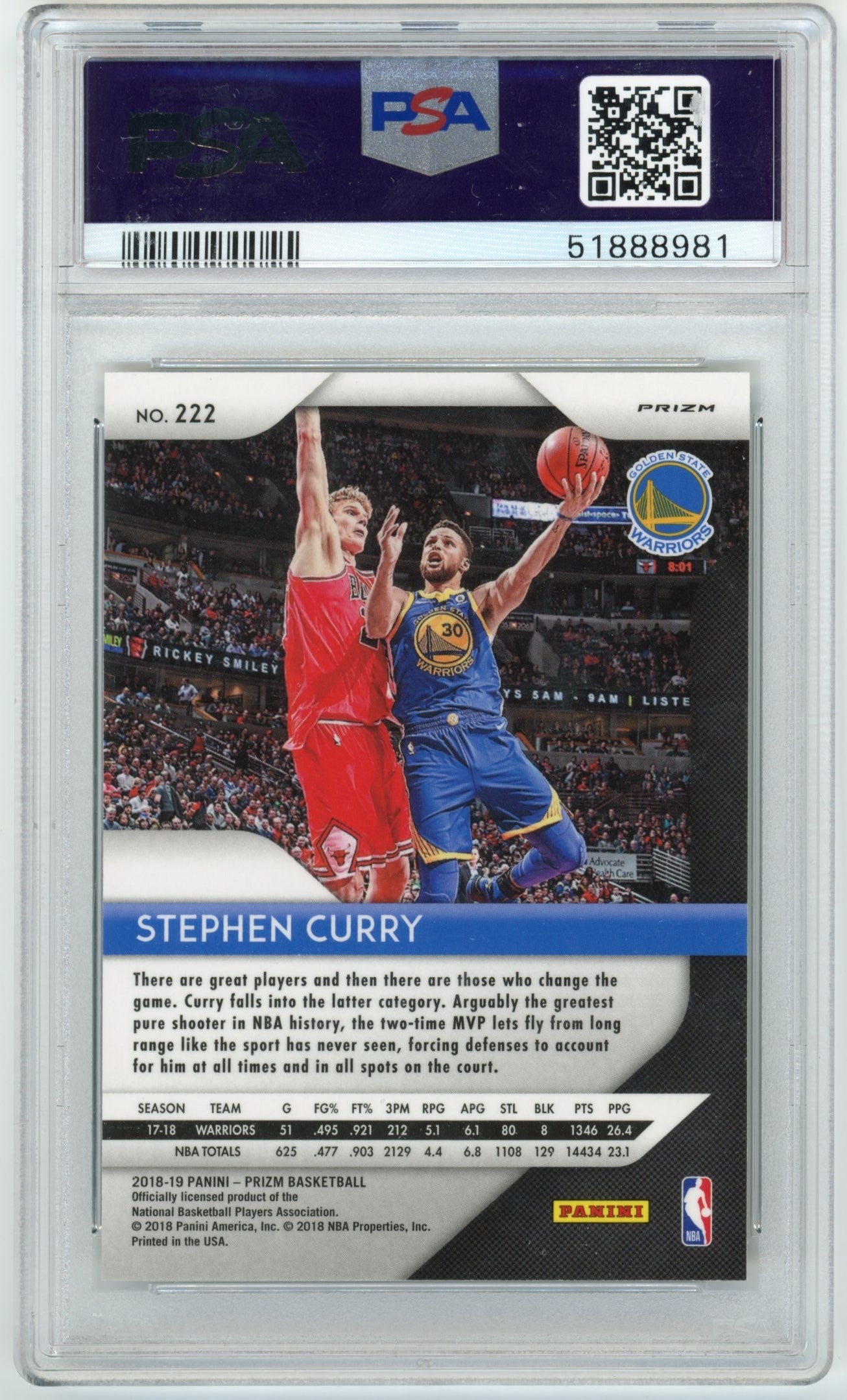 2018-19 Panini Prizm Stephen Curry #222 Prizms Green PSA 10 Golden State Warriors