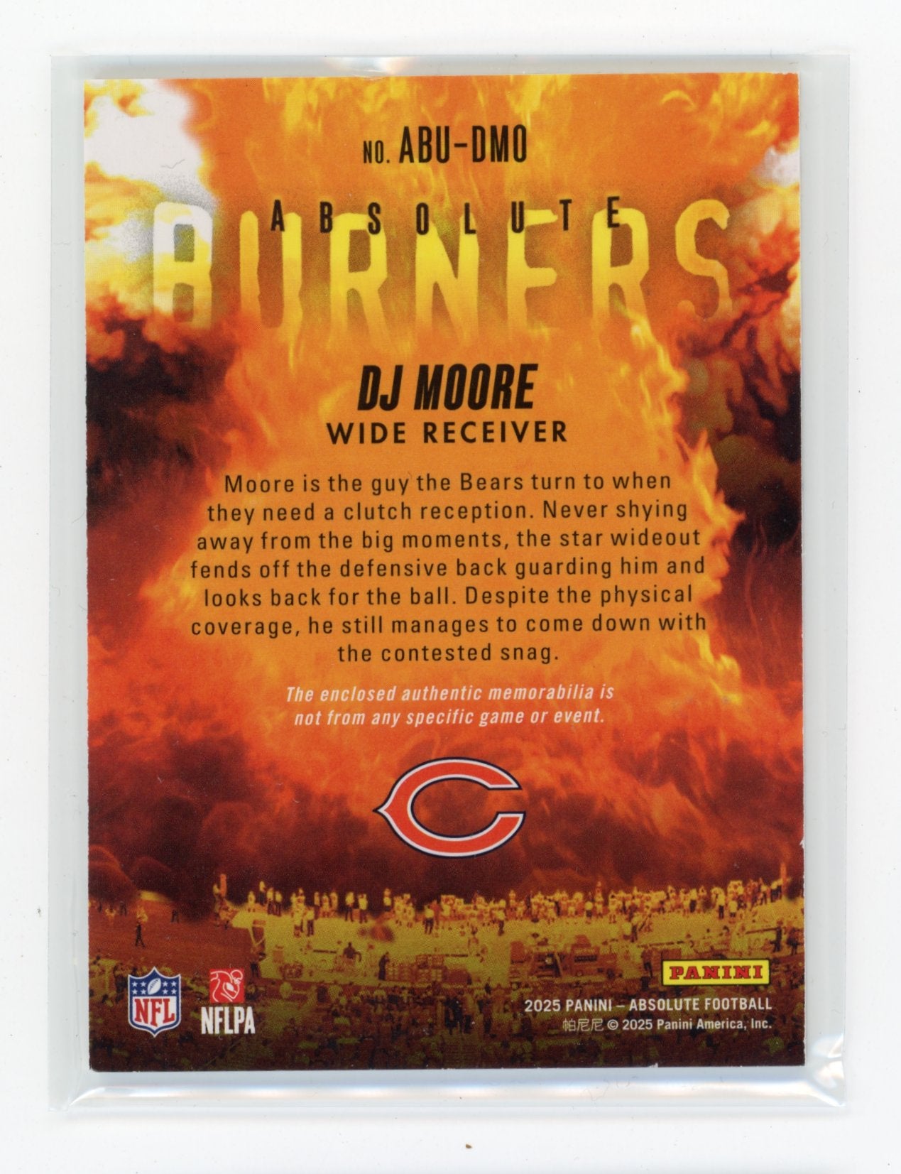 2024 Panini Absolute DJ Moore #AB-DME Absolute Burners Gold #/99 Chicago Bears