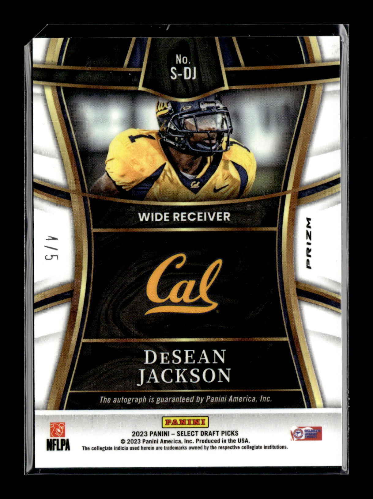 2023 Panini Select Draft Picks DeSean Jackson #S-DJ Signatures Green Prizm #/5 California Golden Bears