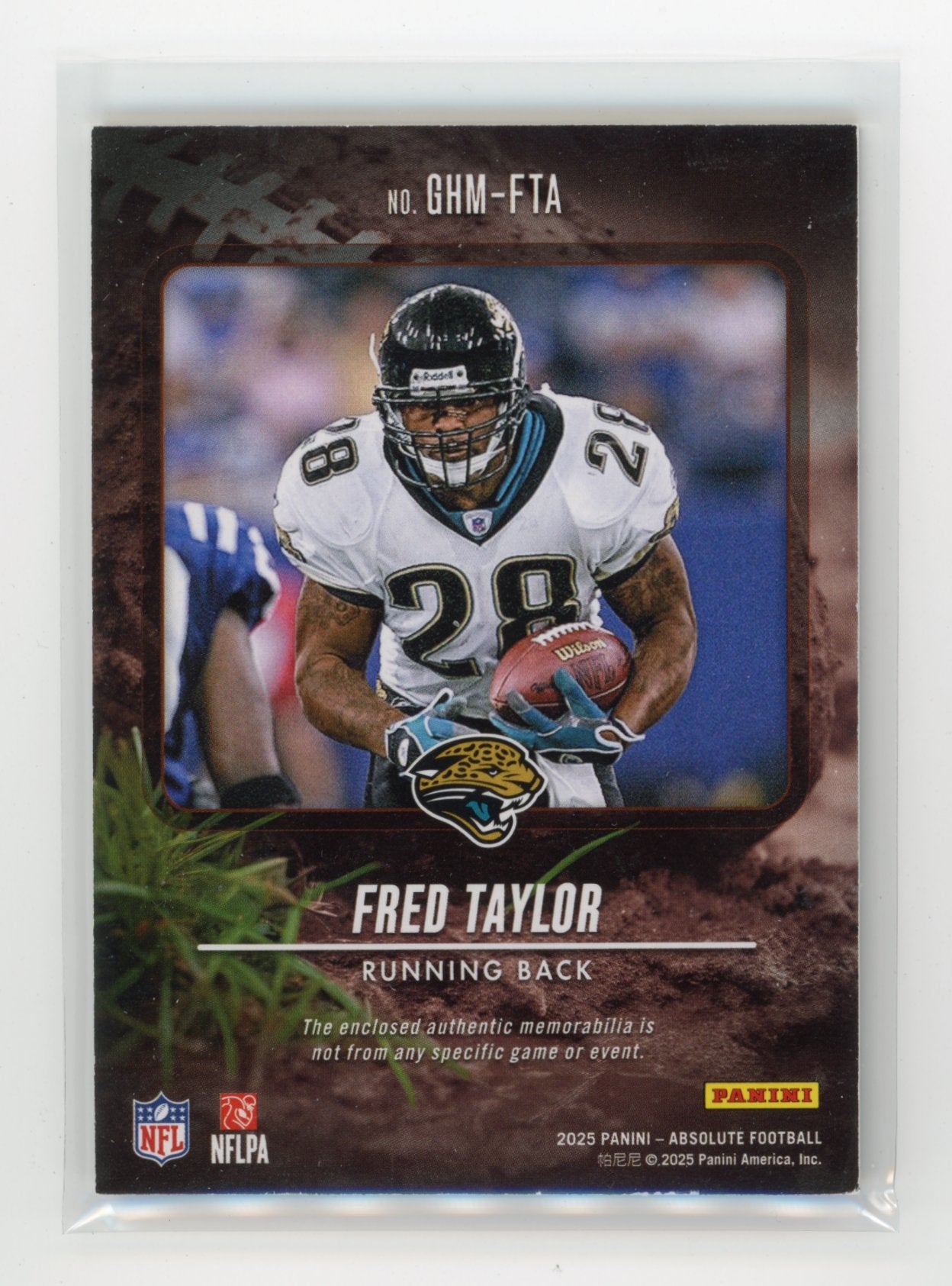 2025 Panini Absolute Fred Taylor #GHM-FTA Ground Hoggs Materials Gold #/99 Jacksonville Jaguars