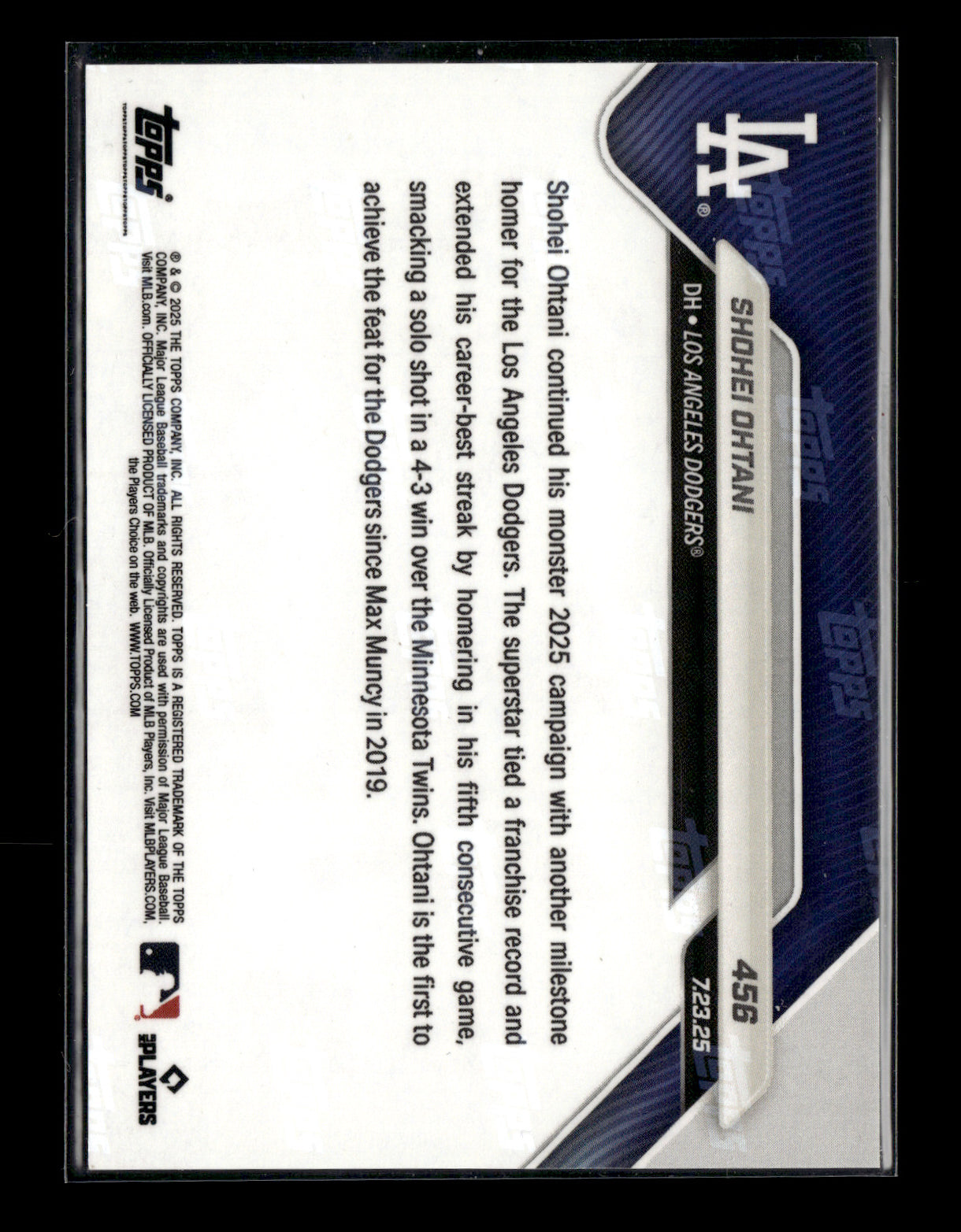 2025 Topps Now Shohei Ohtani #456 Los Angeles Dodgers