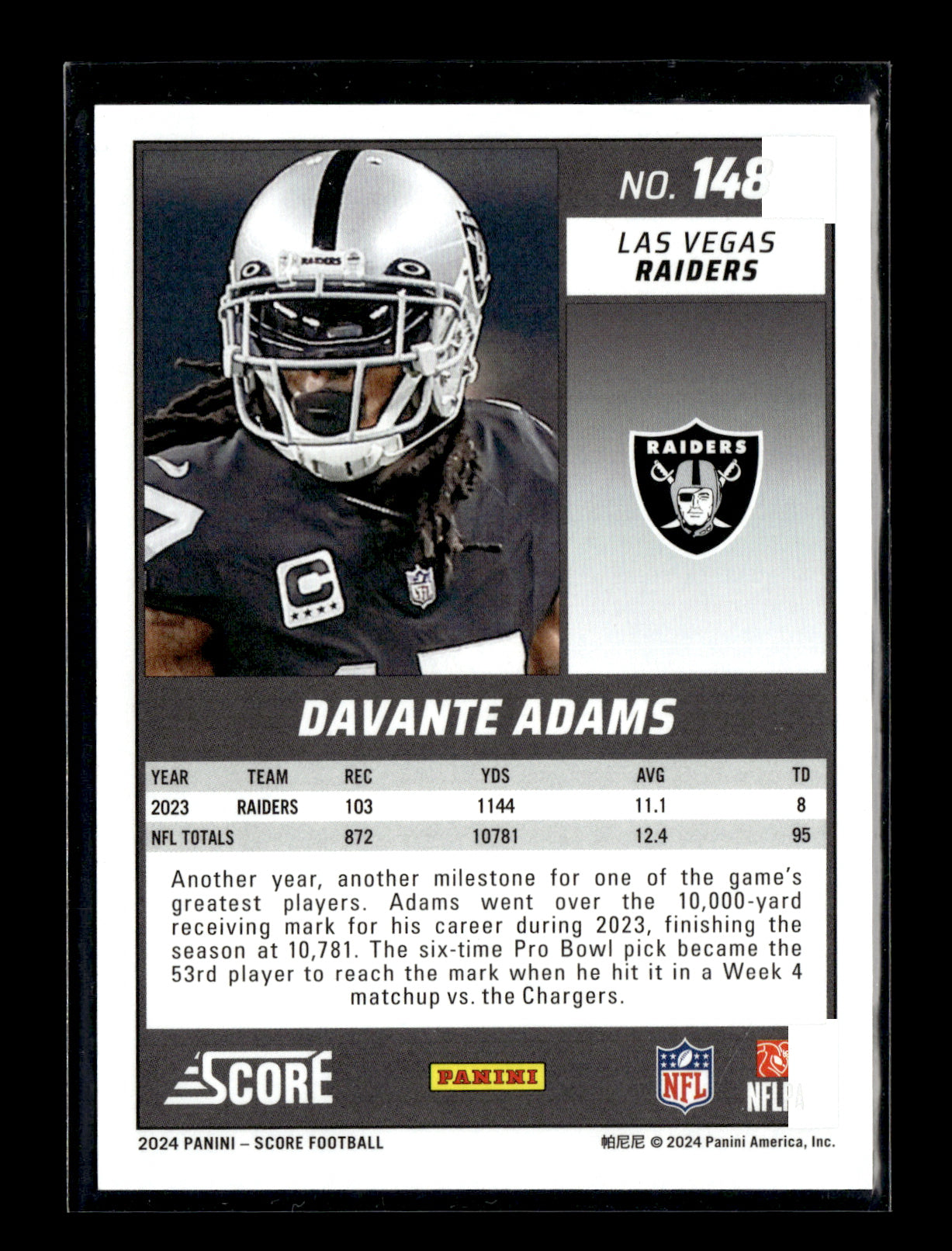 2024 Score Davante Adams #148 Artist's Proof #/35 Las Vegas Raiders