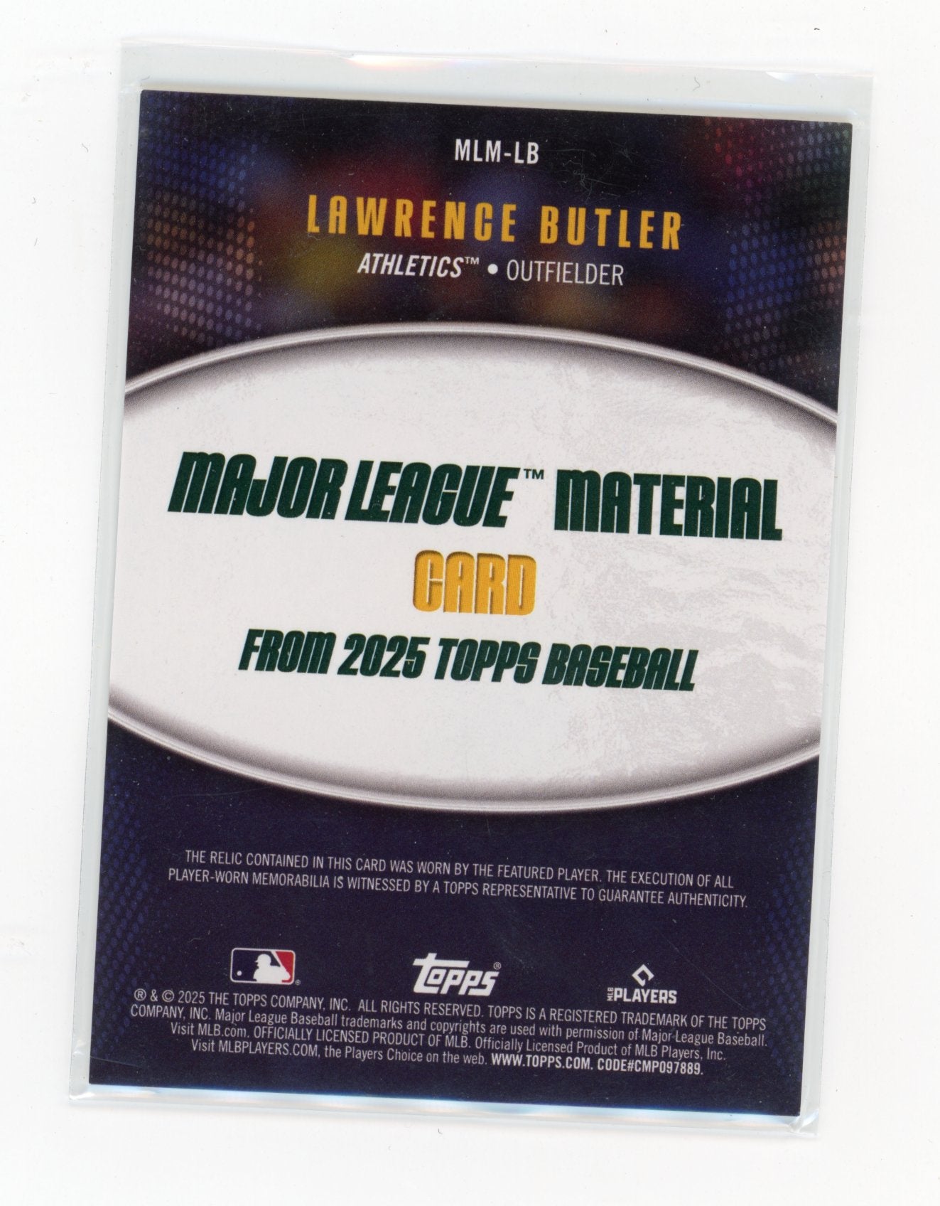 2025 Topps Lawrence Butler #MLM-LB Major League Material Relics (Series One) Athletics