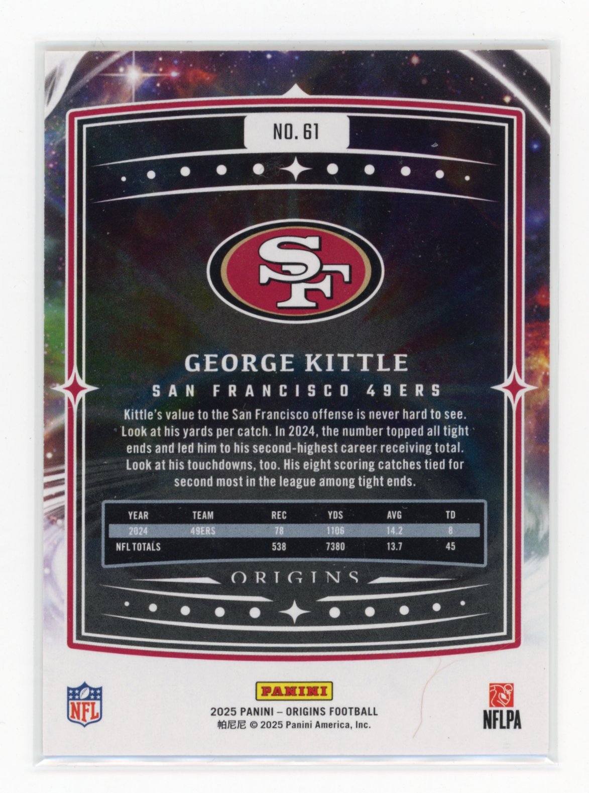 2025 Panini Origins George Kittle #61 Red #/225 San Francisco 49ers