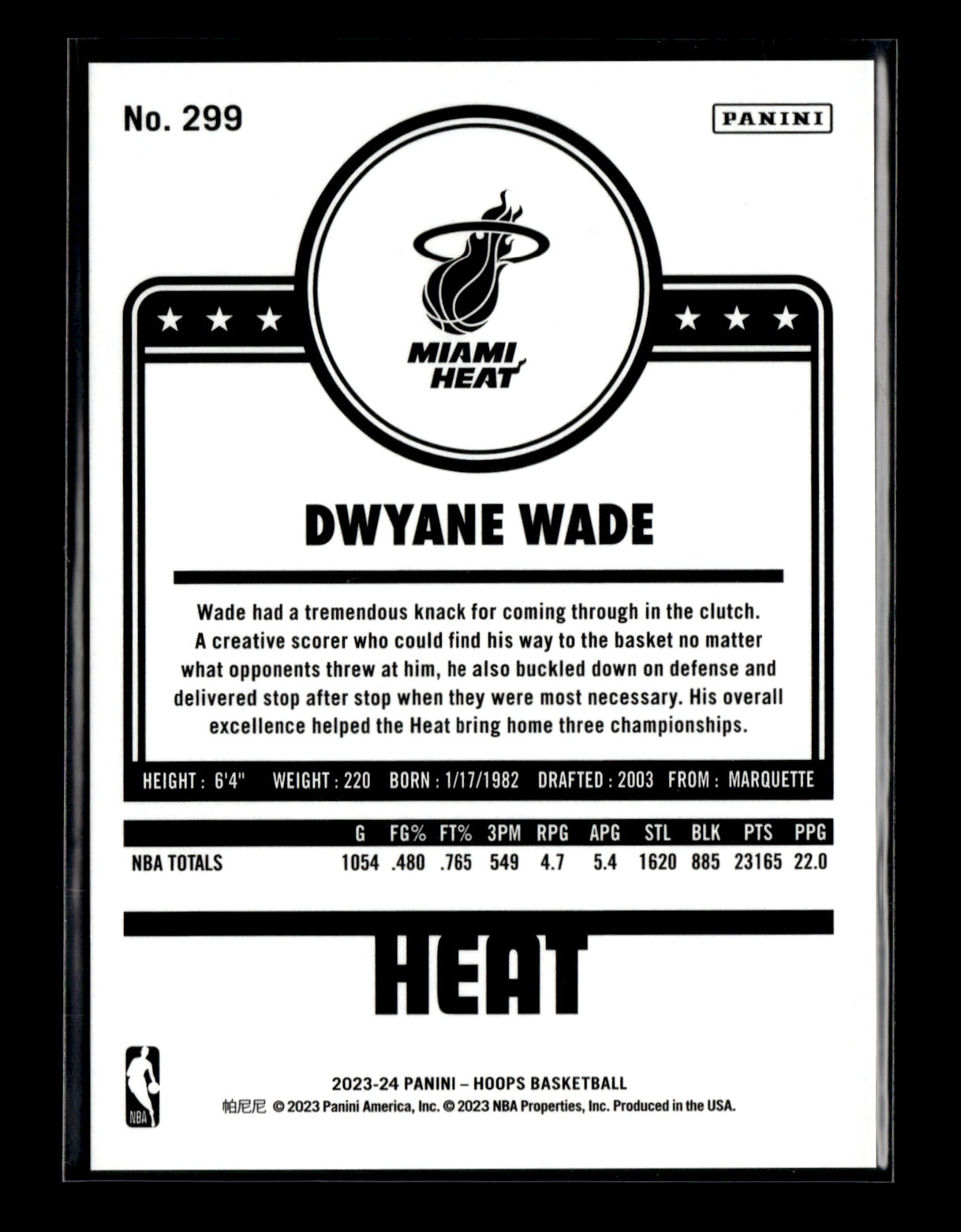 2023-24 Hoops Winter Dwyane Wade #299 Miami Heat Gold Foil #/10