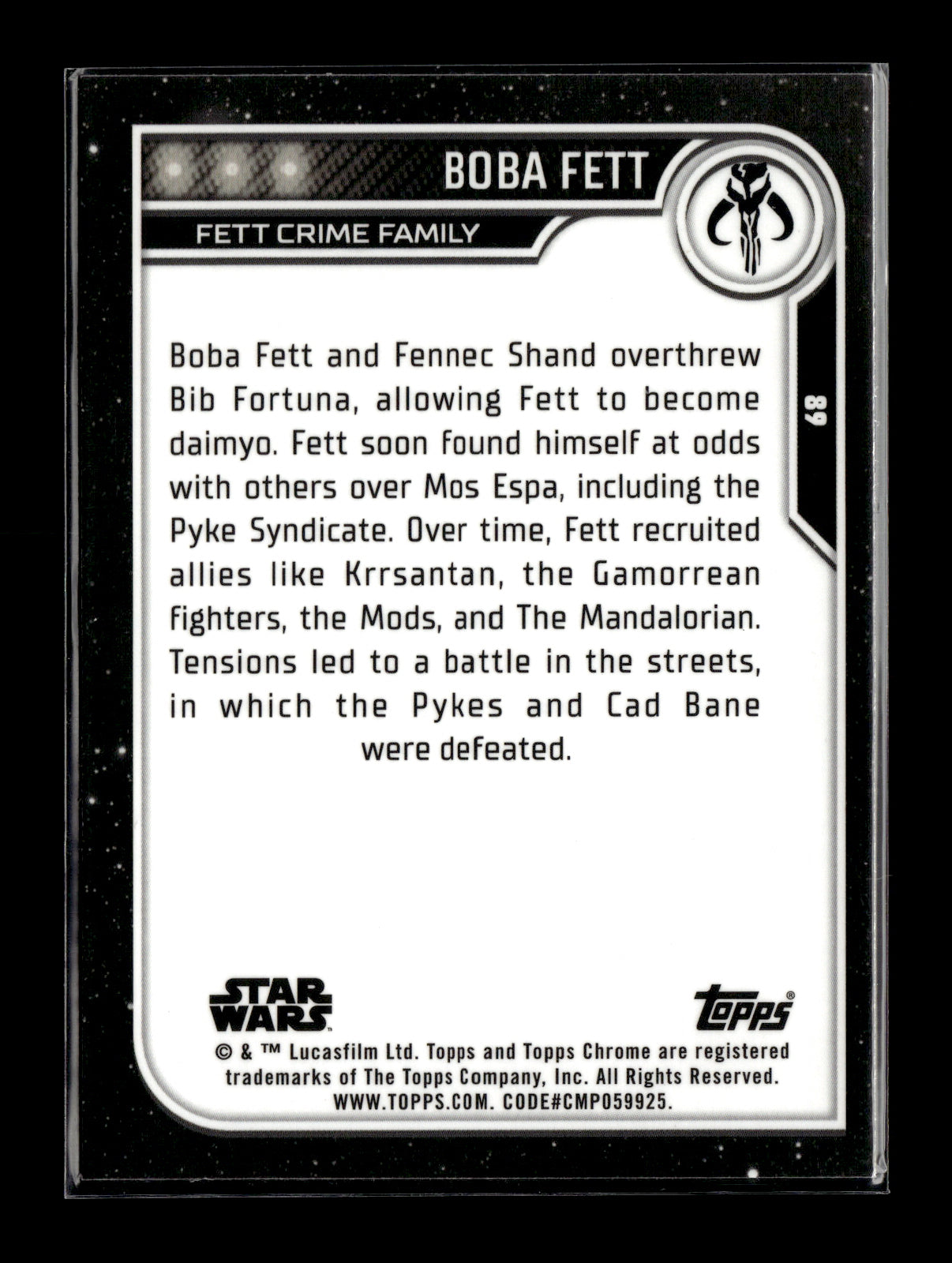 2023 Topps Chrome Star Wars Boba Fett #89