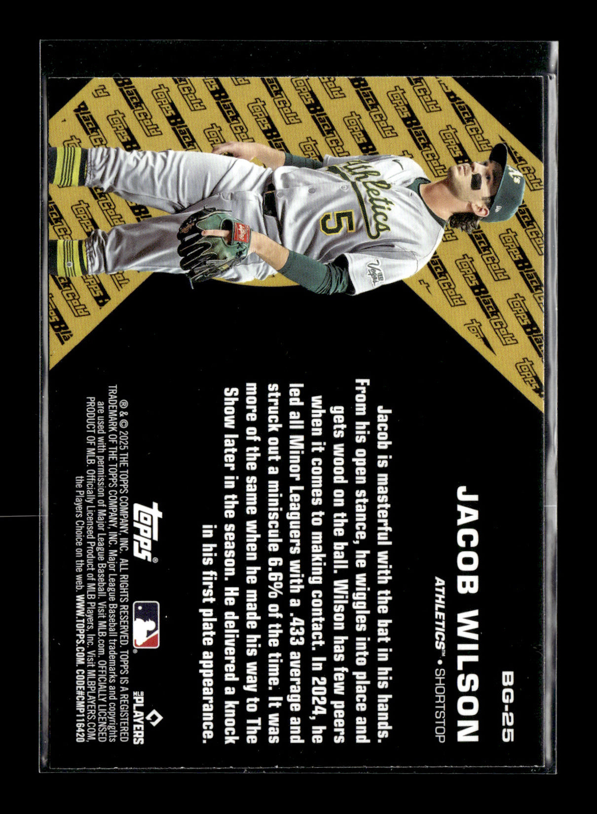 2025 Topps Update Jacob Wilson #BG-25 Topps Black Gold Athletics