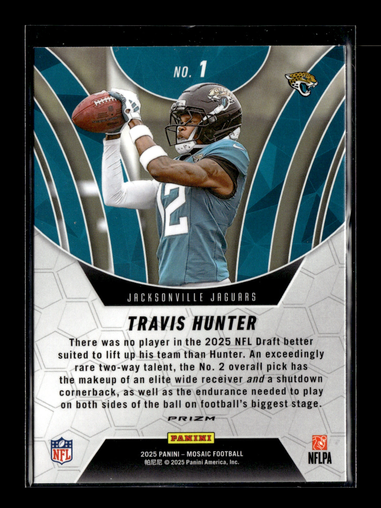 2025 Panini Mosaic Travis Hunter #1 Elevate Mosaic Orange Fluorescent Jacksonville Jaguars