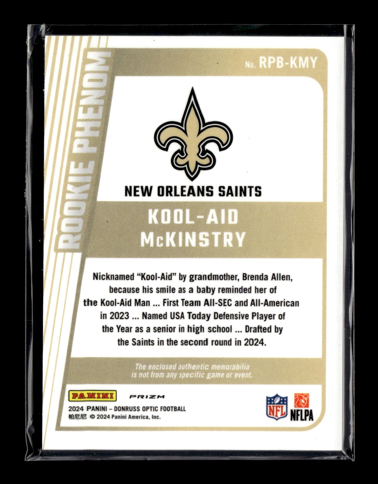 2024 Donruss Optic Kool-Aid McKinstry #RPB-KMY Rookie Phenoms Blue Hyper New Orleans Saints