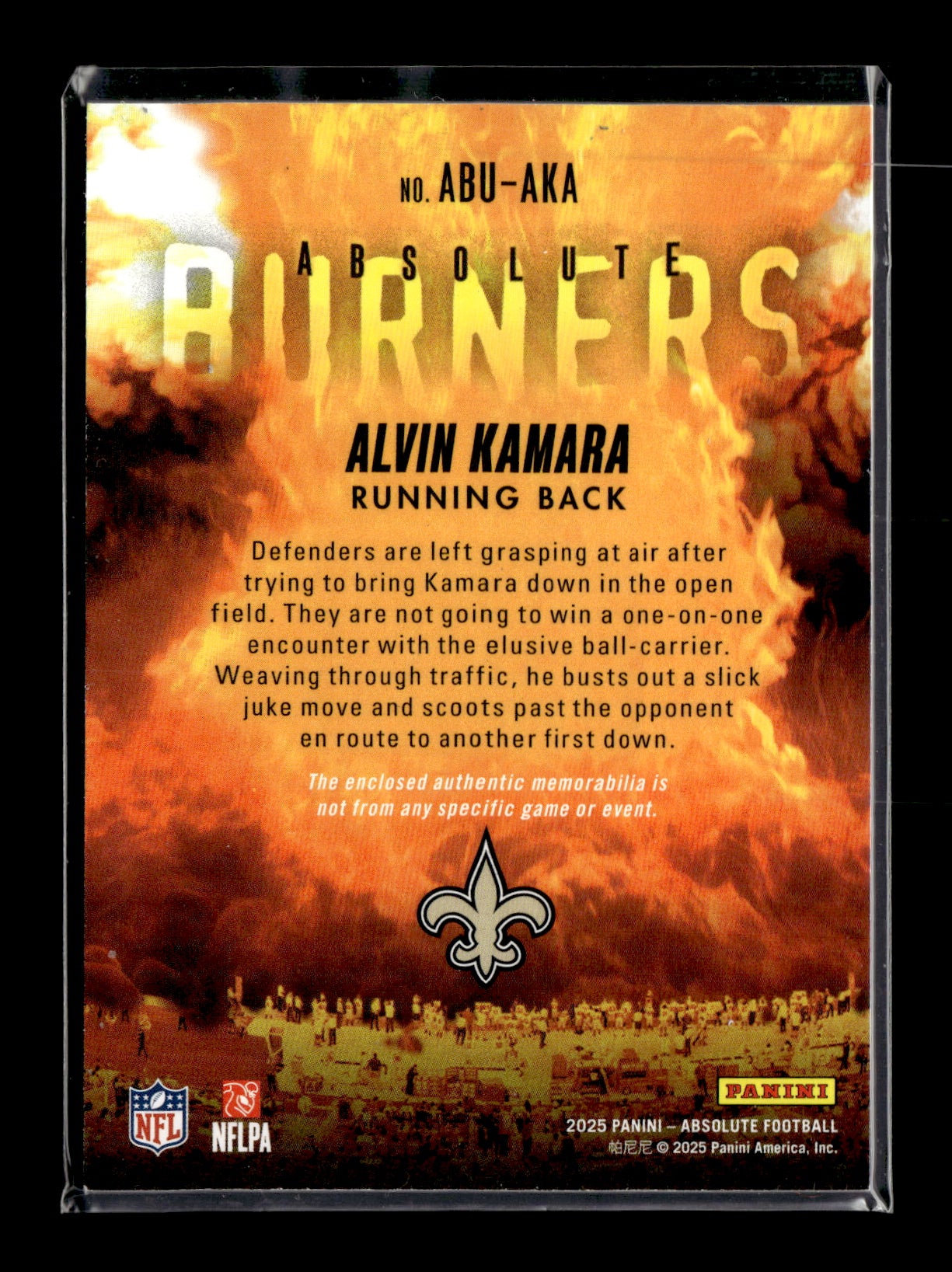 2025 Panini Absolute Alvin Kamara #ABU-AKA Absolute Burners New Orleans Saints