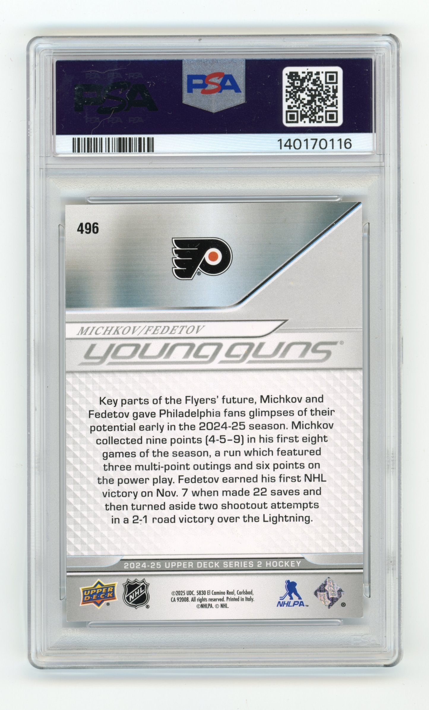 2024-25 Upper Deck Matvei Michkov / Ivan Fedotov #496 Silver Foil Philadelphia Flyers