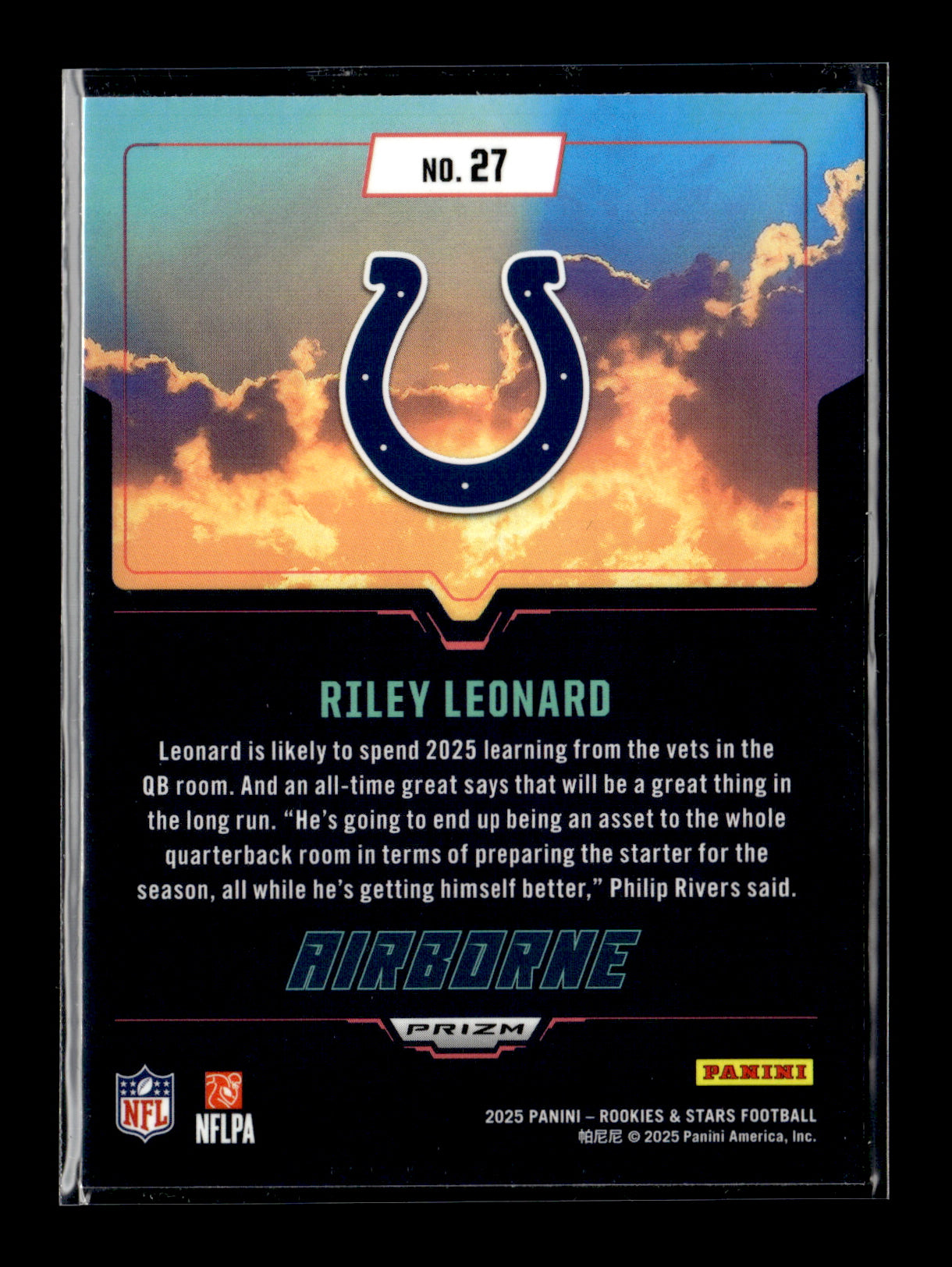 2025 Panini Rookies & Stars Riley Leonard #27 Airborne Red Plaid Indianapolis Colts