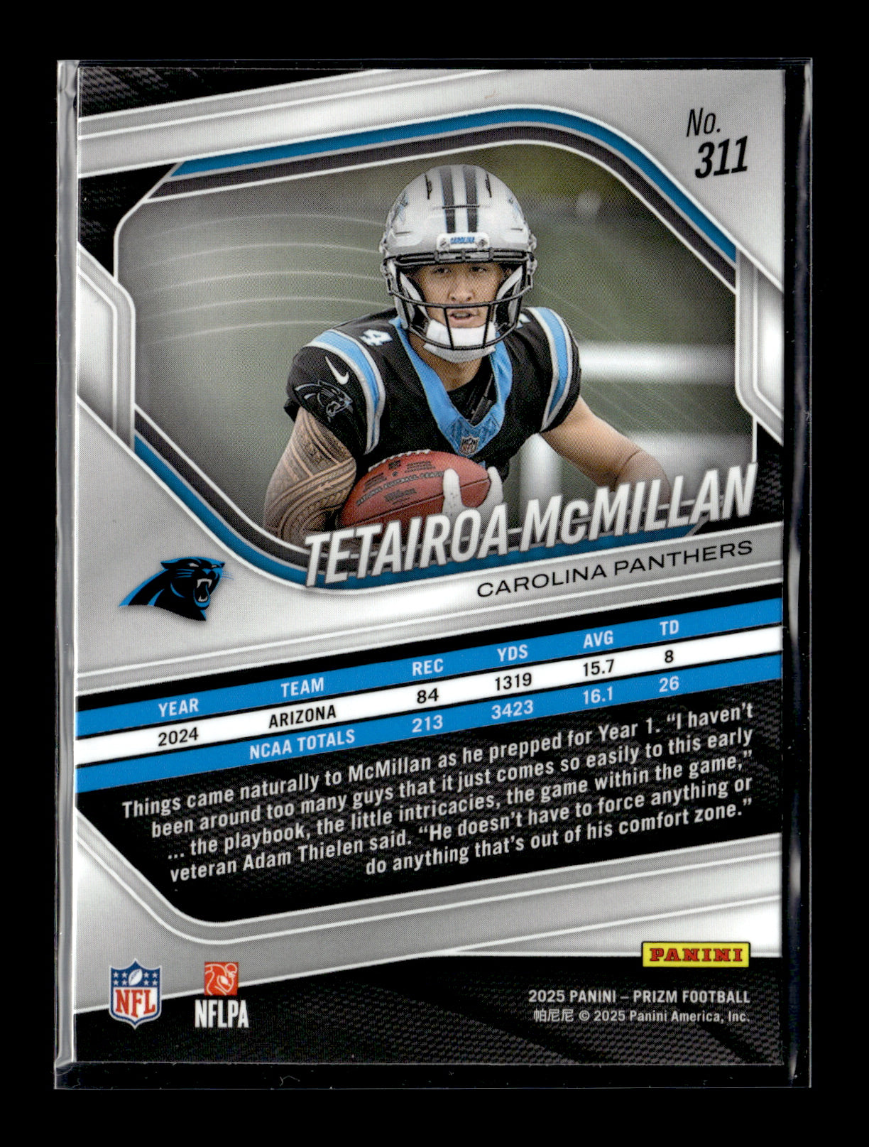 2025 Panini Prizm Tetairoa McMillan #311 Carolina Panthers