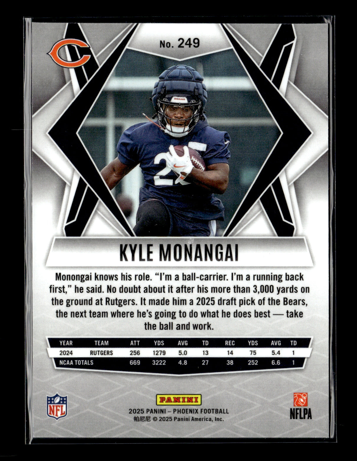 2025 Panini Phoenix Kyle Monangai #249 Silver Prizm Chicago Bears
