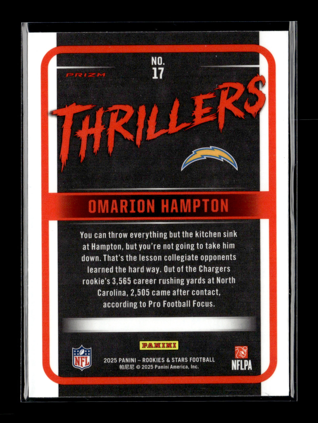 2025 Panini Rookies & Stars Omarion Hampton #17 Thrillers Silver Los Angeles Chargers