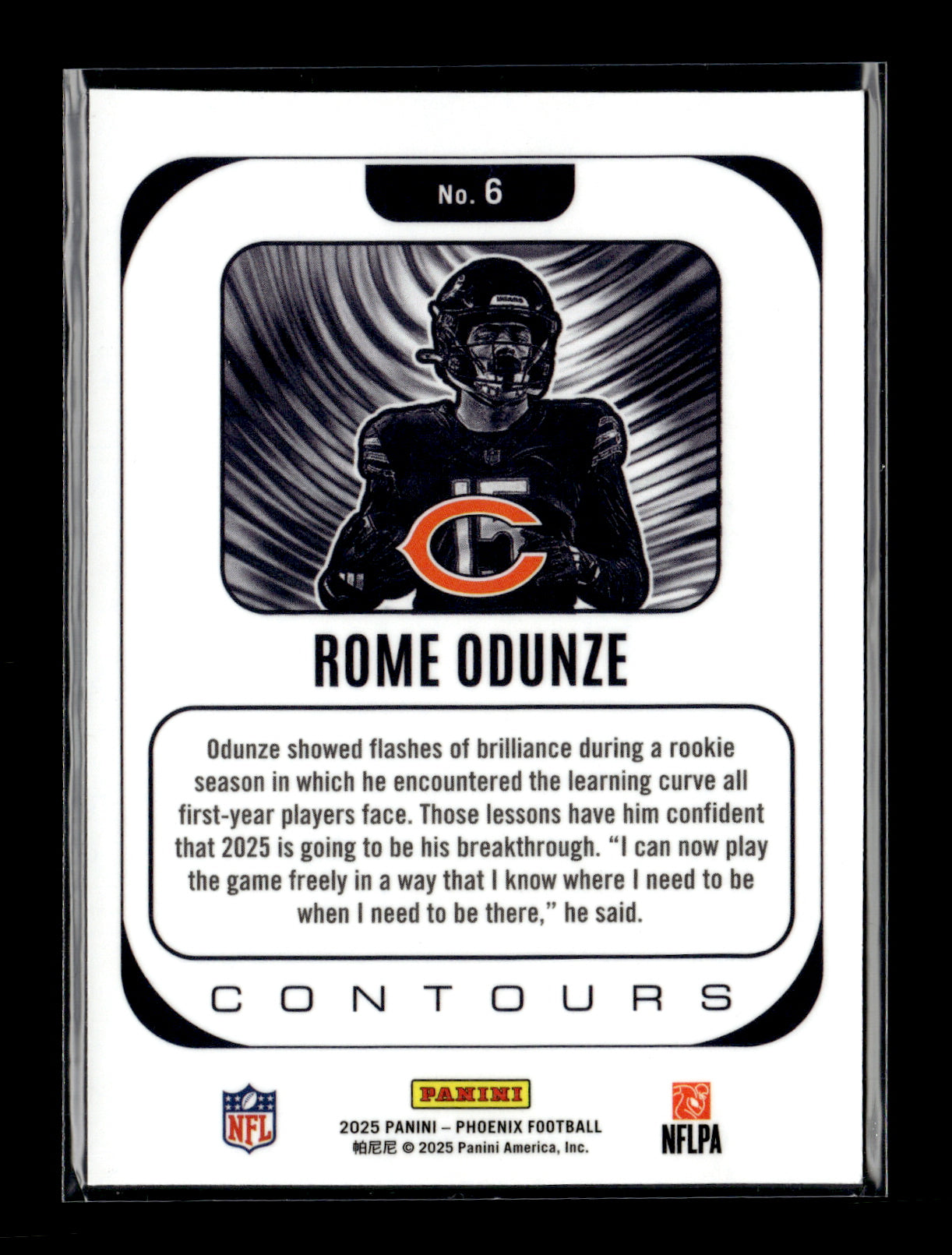 2025 Panini Phoenix Rome Odunze #6 Contours Chicago Bears