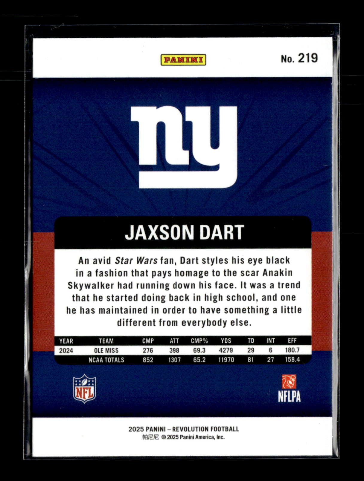 2025 Panini Revolution Jaxson Dart #219 New York Giants