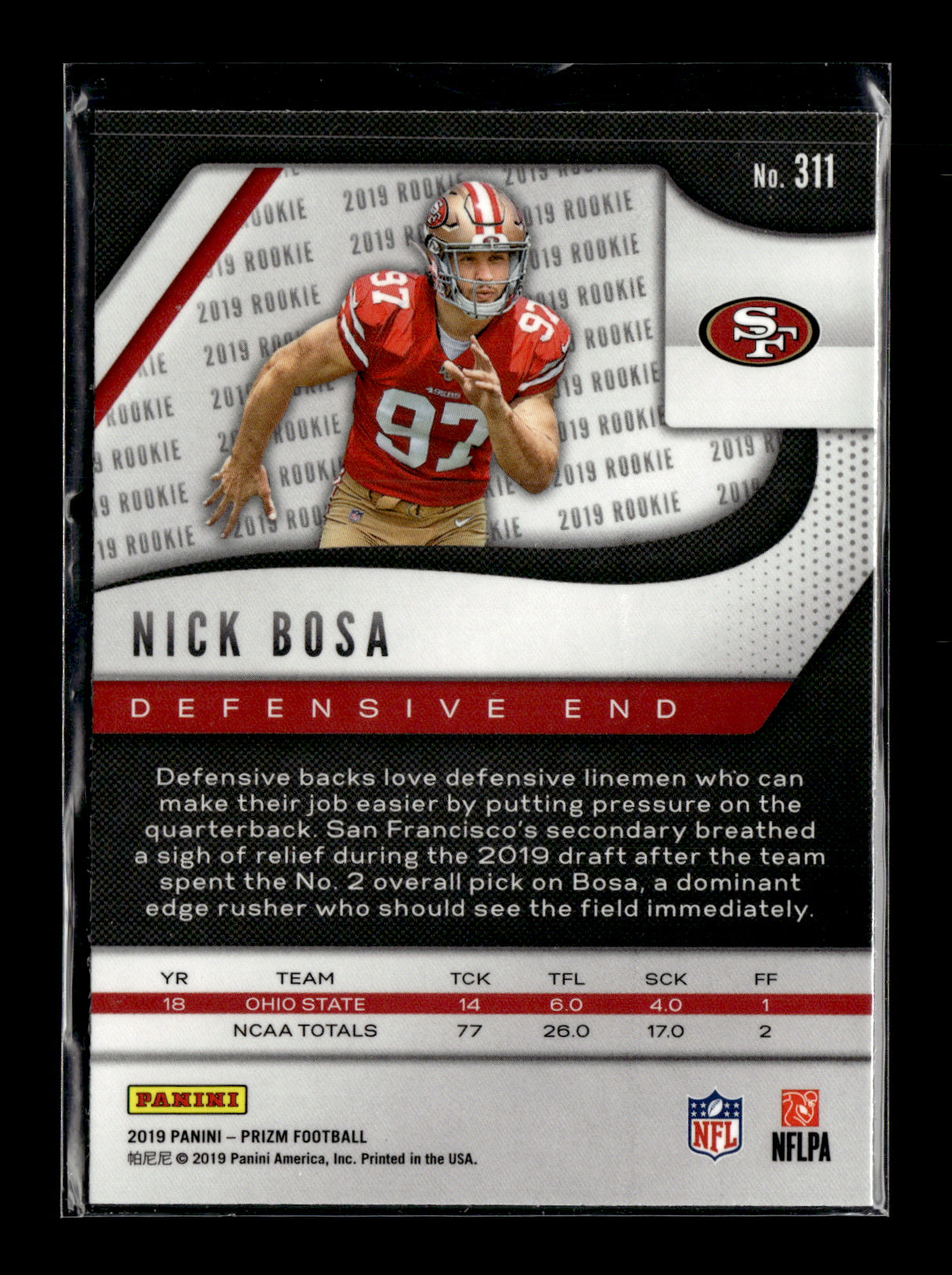 2019 Panini Prizm Nick Bosa #311 San Francisco 49ers