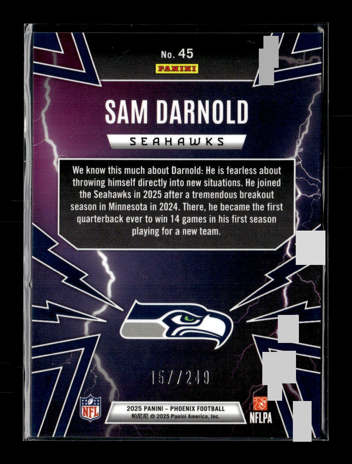 2025 Panini Phoenix Sam Darnold #45 Thunderbirds Red Prizm #/249 Seattle Seahawks