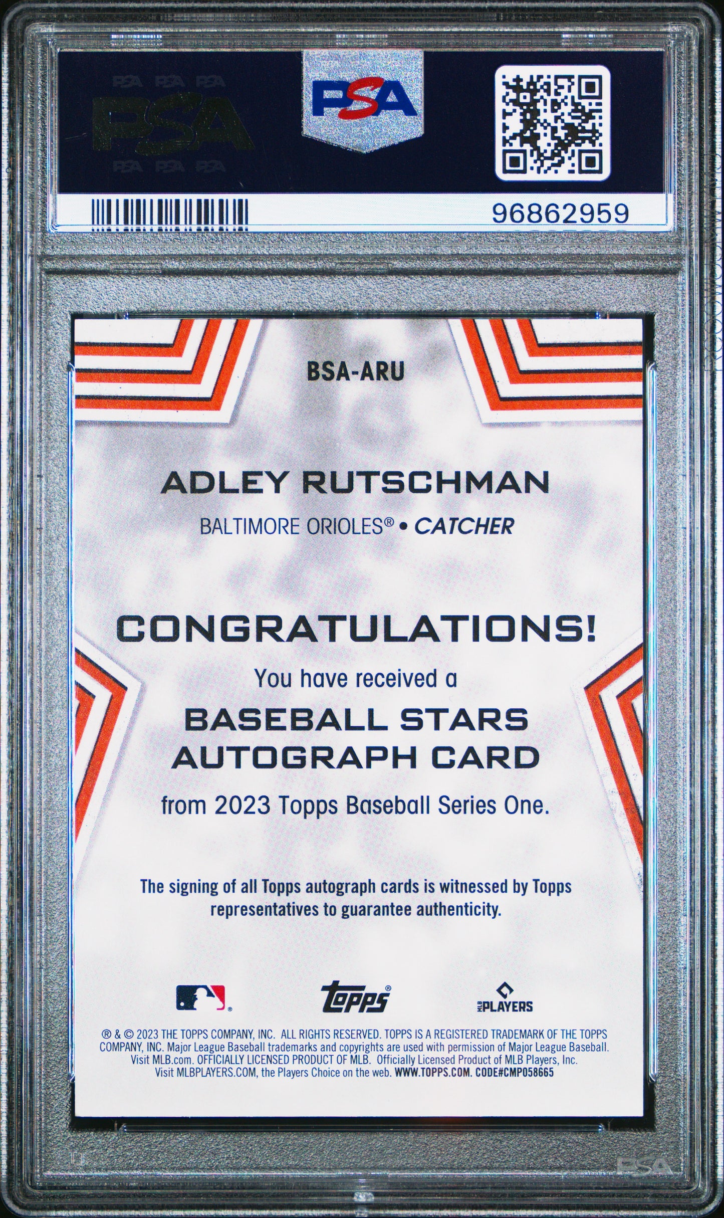 2023 Topps Baseball Stars Autographs Adley Rutschman #BSAARU Baseball Stars Autograph PSA 9
