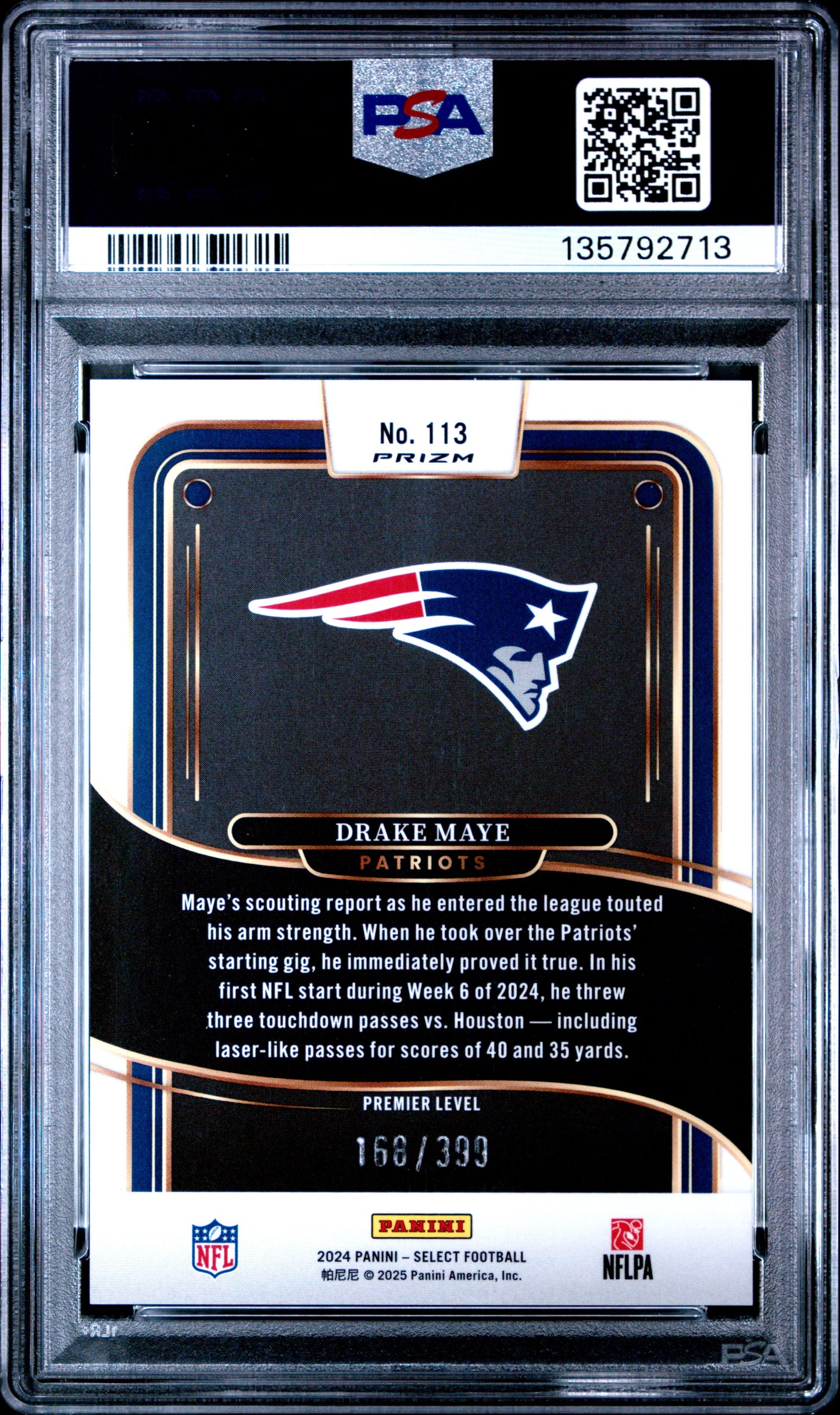 2024 Panini Select Drake Maye #113 Orange Shock PSA 9