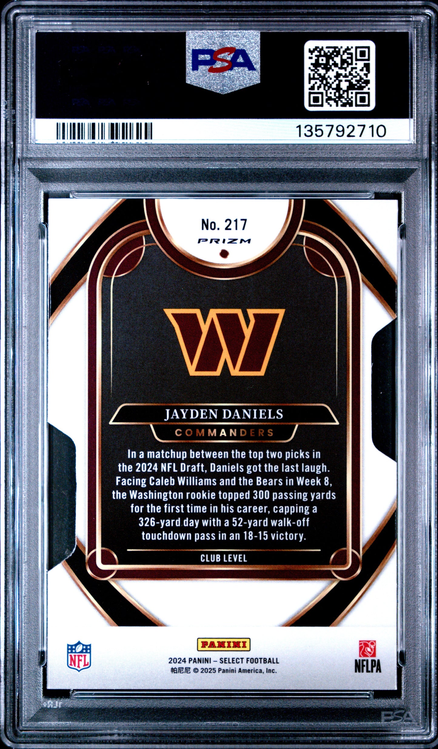 2024 Panini Select Jayden Daniels #217 Die-Cut Silver Prizm PSA 9