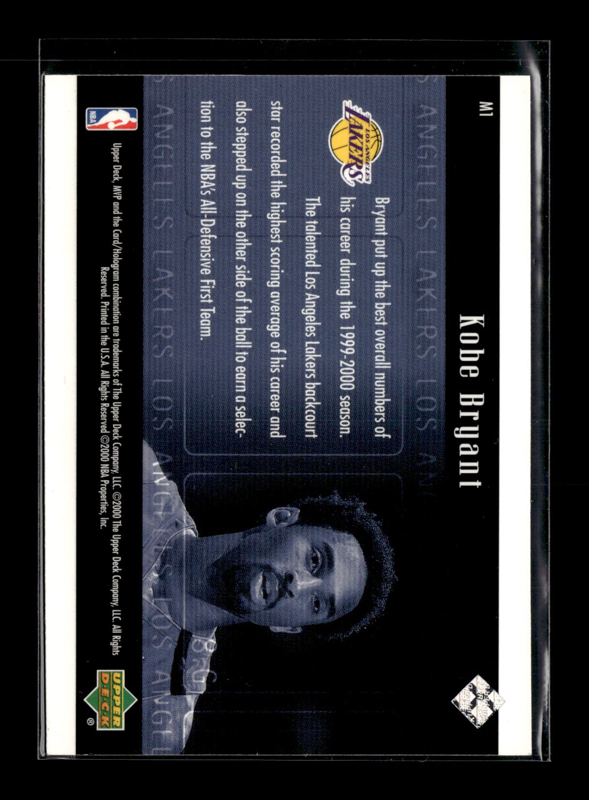 2000-01 Upper Deck MVP Kobe Bryant #M1 MVP Theatre Los Angeles Lakers