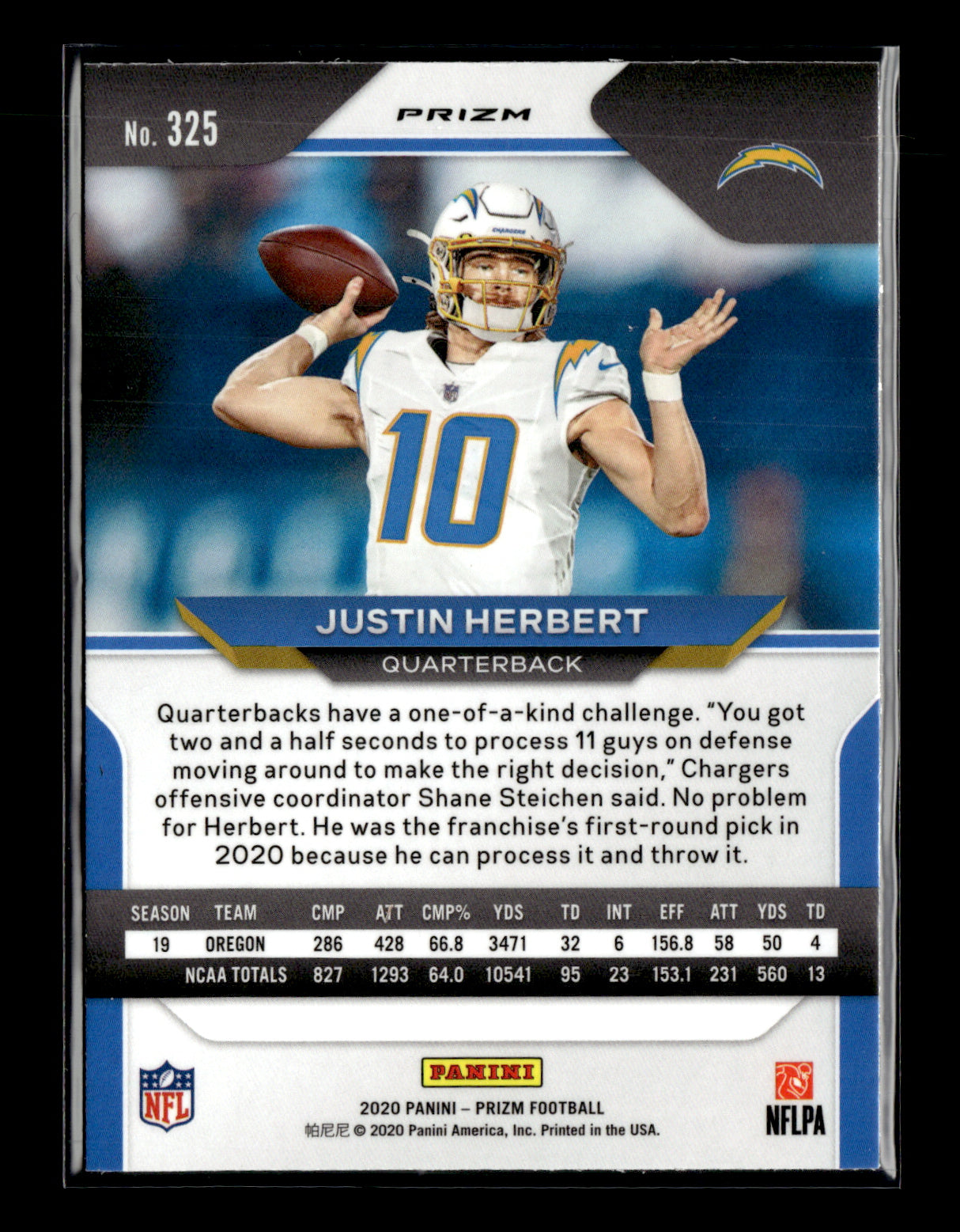 2020 Panini Prizm Justin Herbert #325 Prizm Disco Los Angeles Chargers