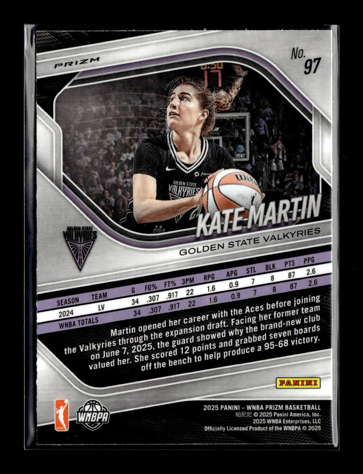 2025 Panini Prizm WNBA Kate Martin #97 Ice Prizms Golden State Valkyries