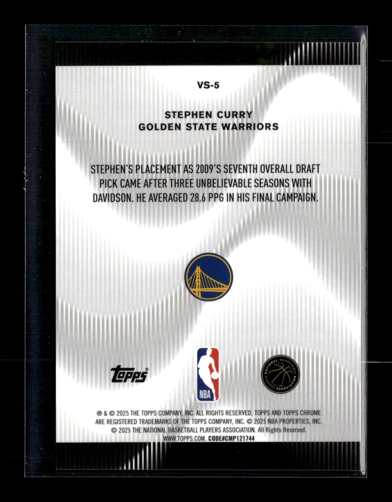 2025-26 Topps Chrome Stephen Curry #VS-5 Voices Aqua Refractor #/199 Golden State Warriors