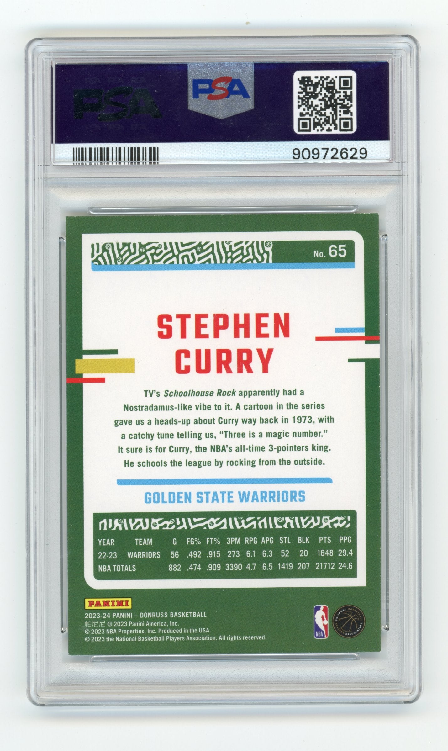2023-24 Donruss Stephen Curry #65 Choice Dragon Golden State Warriors