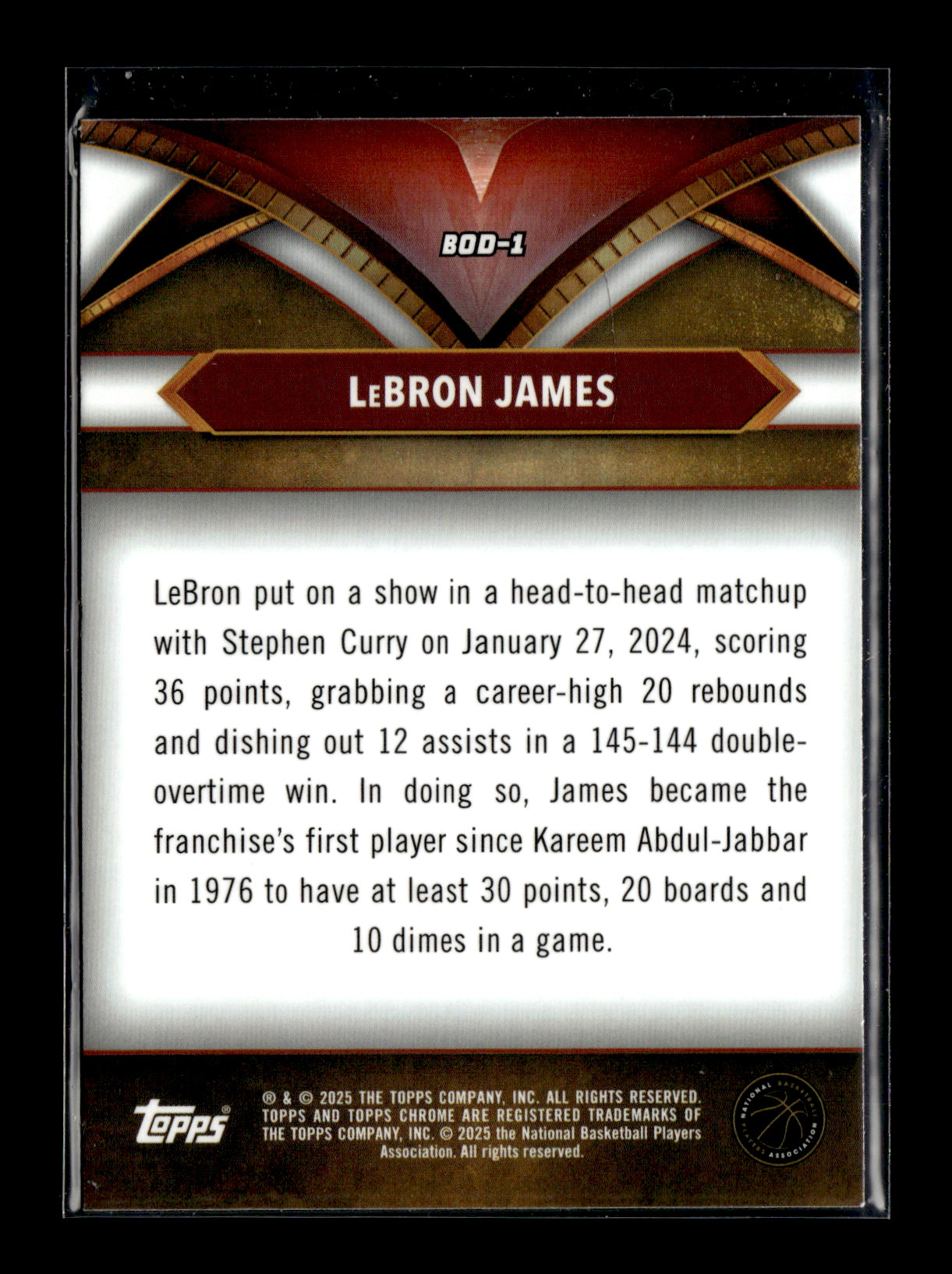 2024-25 Topps Chrome - Ball of Duty LeBron James #BOD-1 Los Angeles Lakers