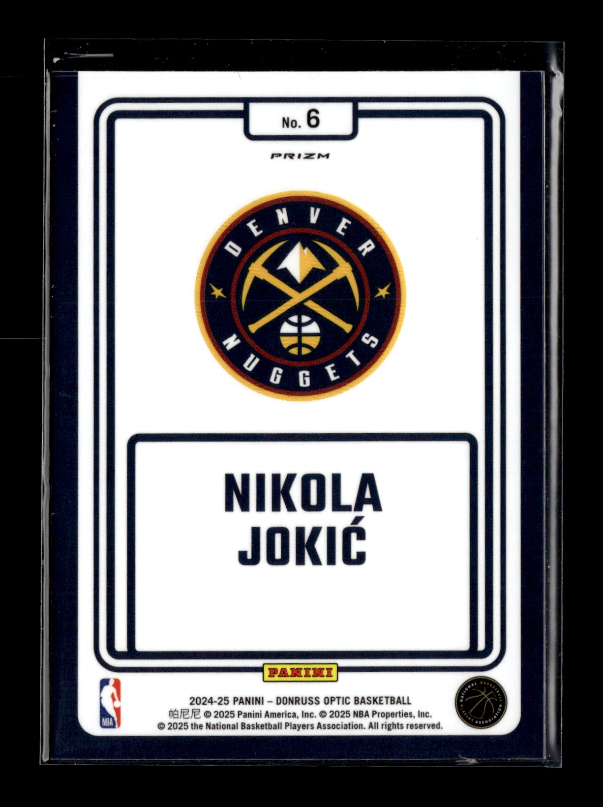 2024-25 Donruss Optic Nikola Jokic #6 Winner Stays Purple Denver Nuggets