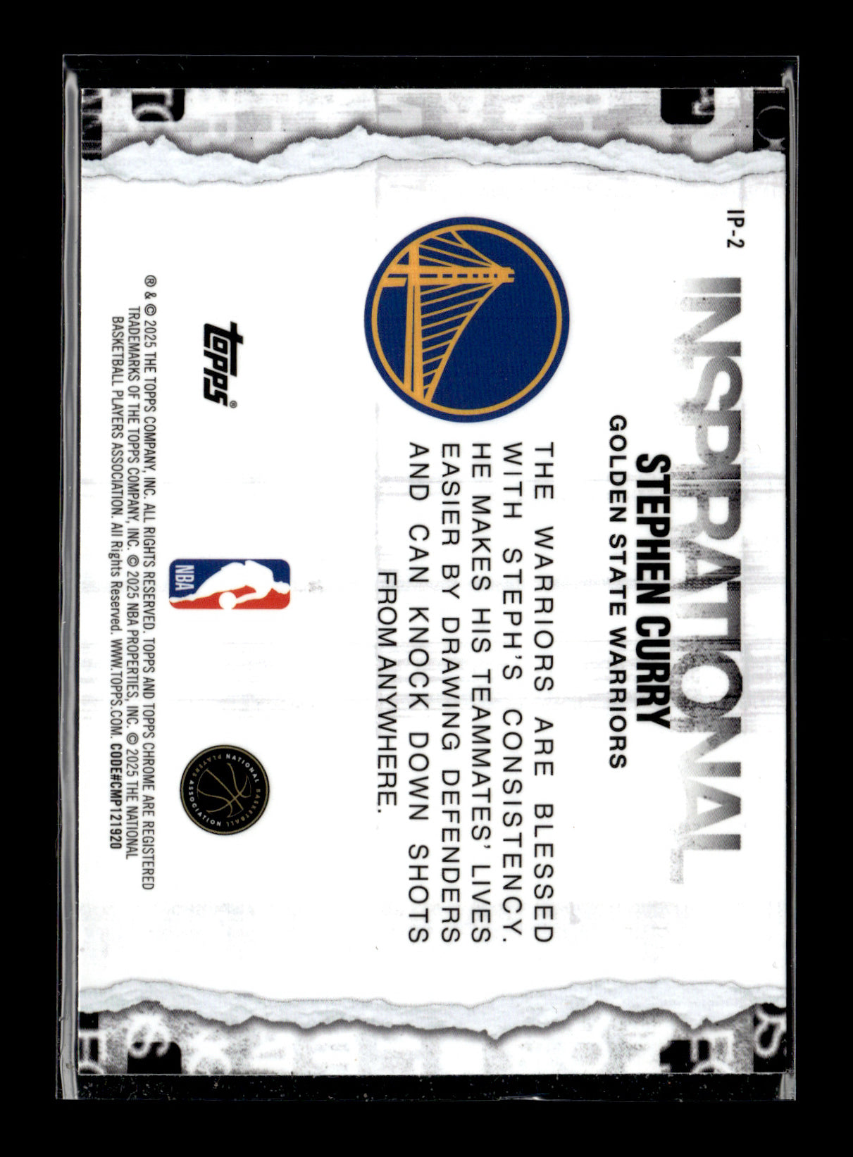2025-26 Topps Chrome Stephen Curry #IP-2 Inspirational Golden State Warriors
