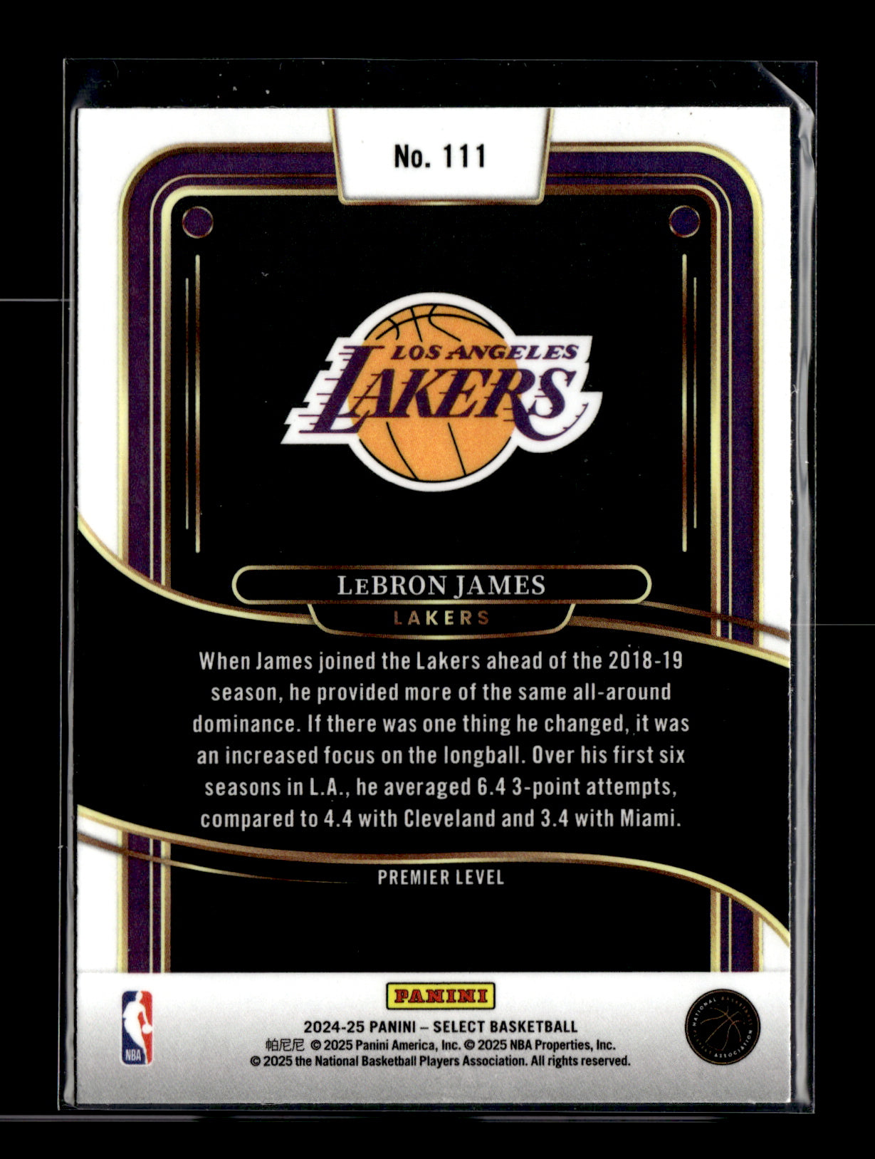 2024-25 Panini Select LeBron James #111 Blue Prizm Los Angeles Lakers