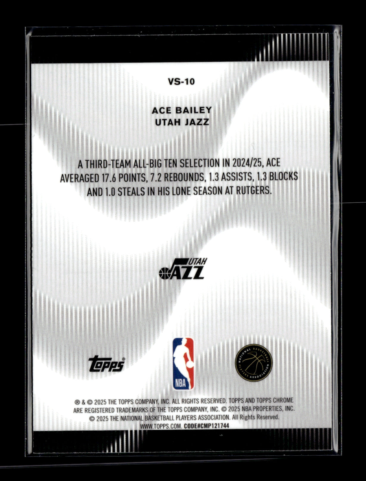 2025-26 Topps Chrome Ace Bailey #VS-10 Voices Utah Jazz