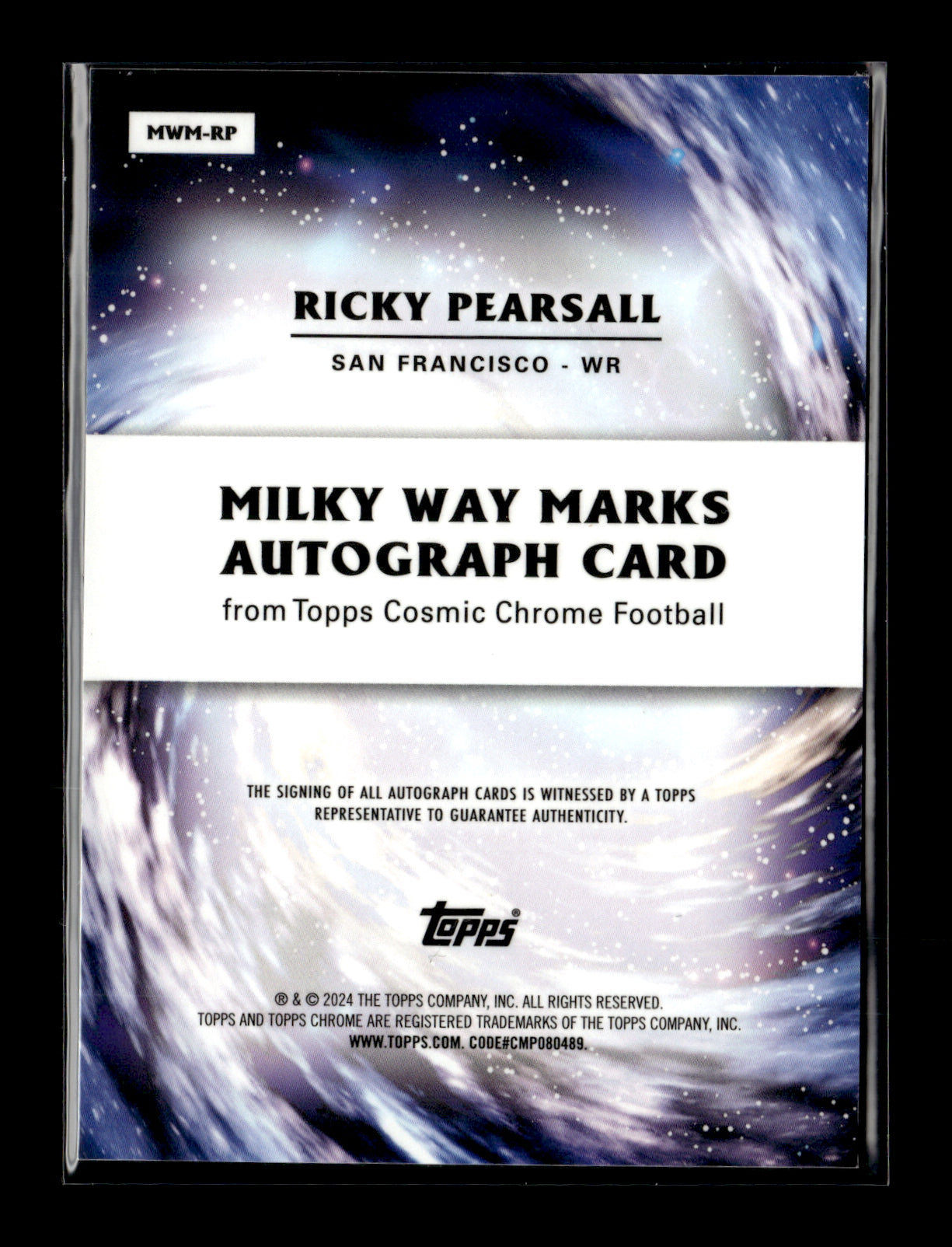 2024 Topps Chrome Cosmic Ricky Pearsall #MWM-RP Milky Way Marks Orange Galactic Refractors #/25 San Francisco 49ers