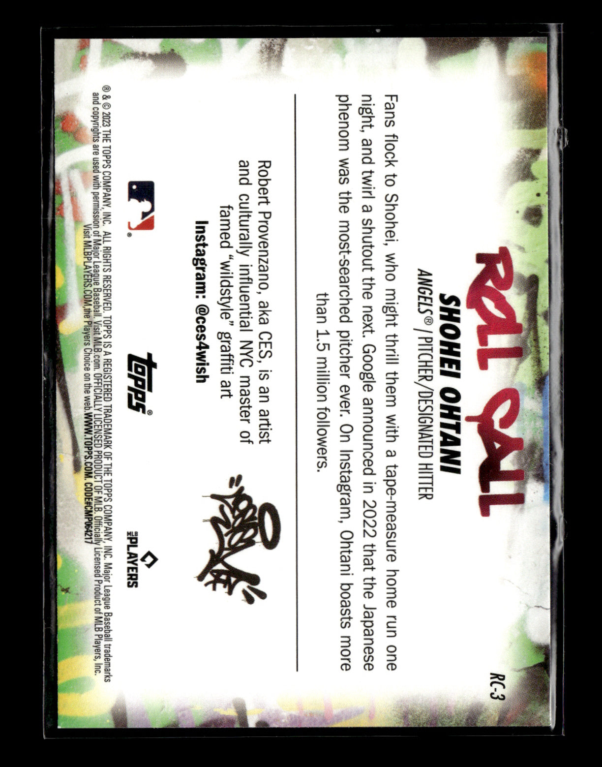 2023 Topps Big League Shohei Ohtani #RC-3 Roll Call Wildstyle Edition Los Angeles Angels