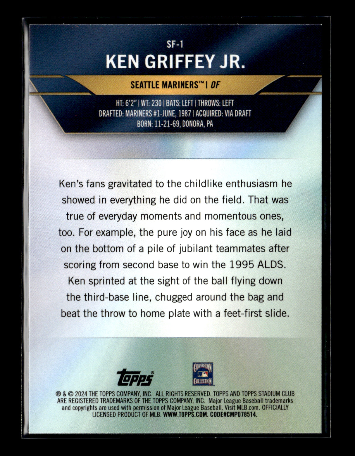 2024 Stadium Club Ken Griffey Jr. #SF-1 Special Forces Seattle Mariners